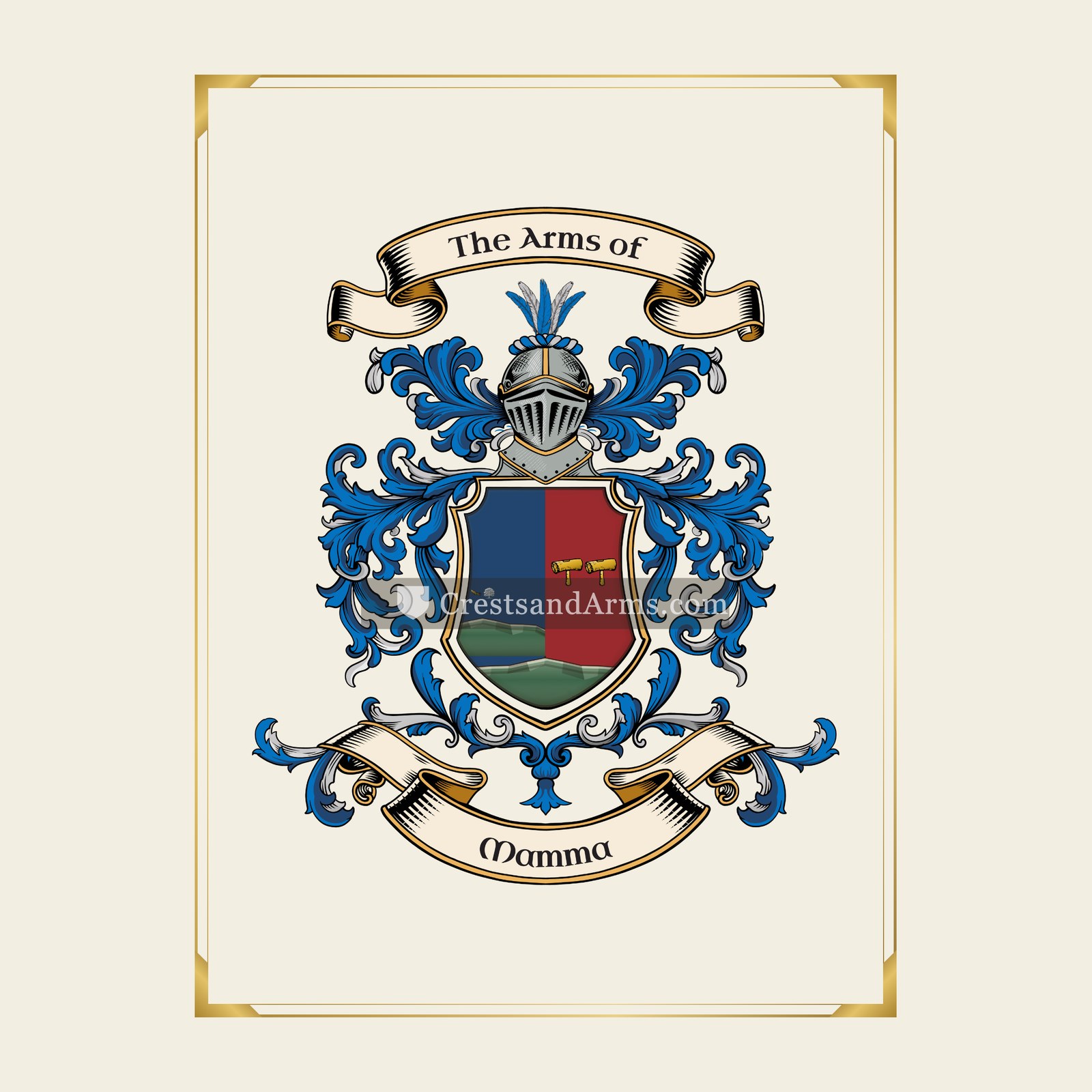 With gold border
