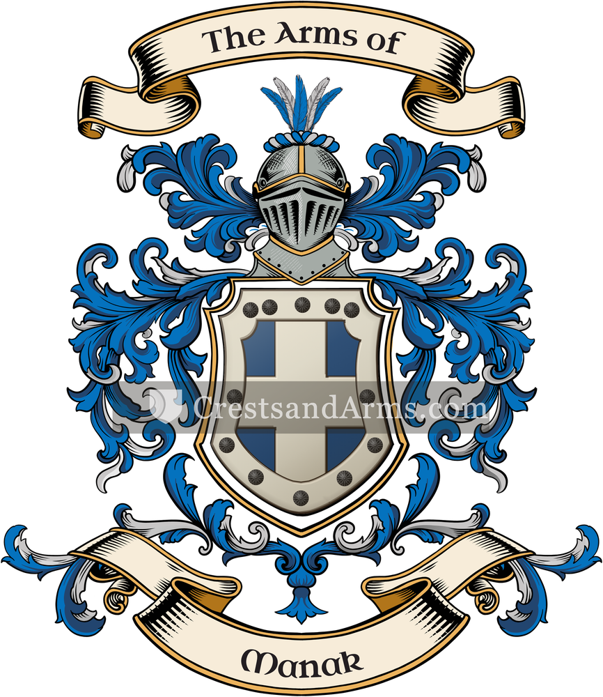 The Manak coat of arms, drawn from the recorded blazon