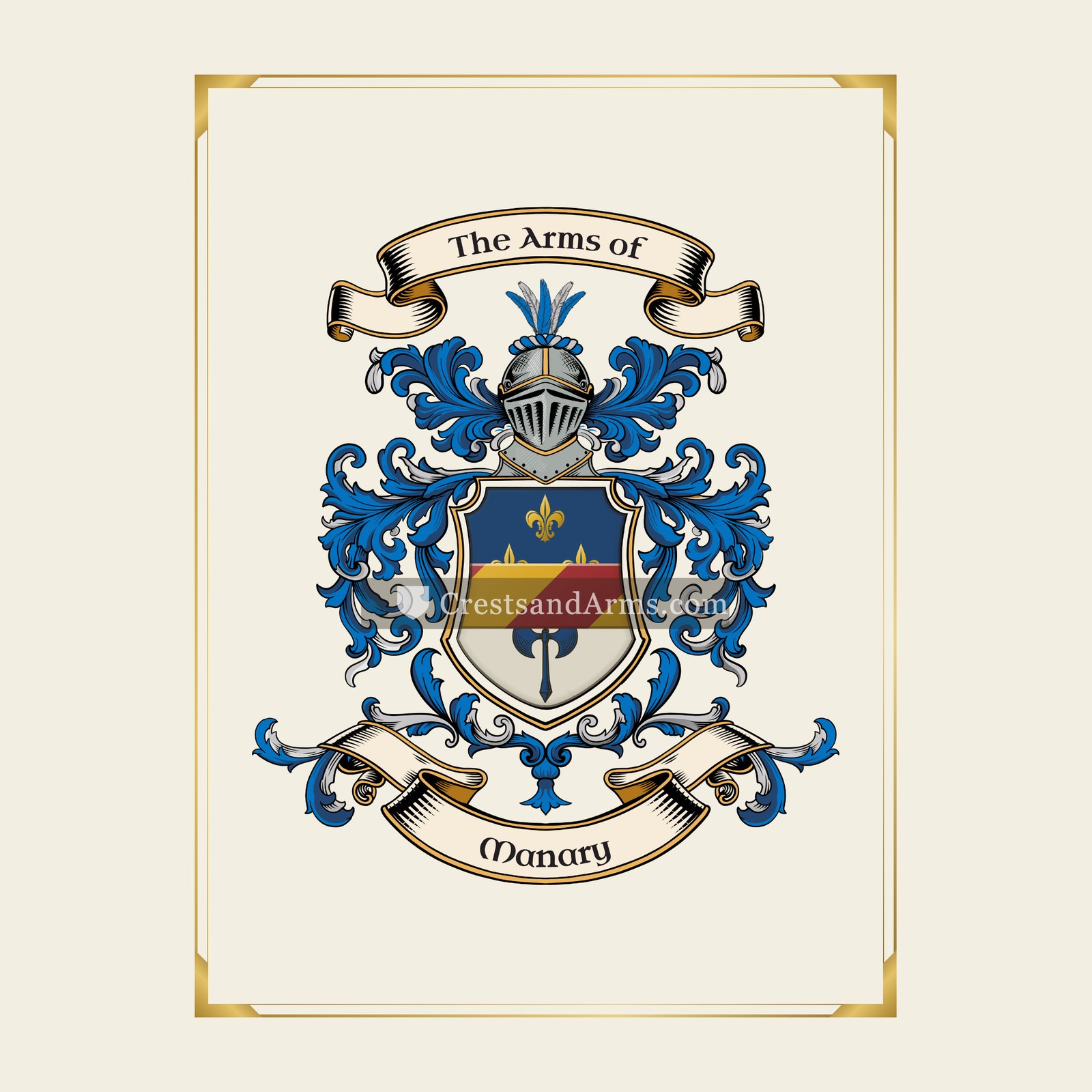 With gold border