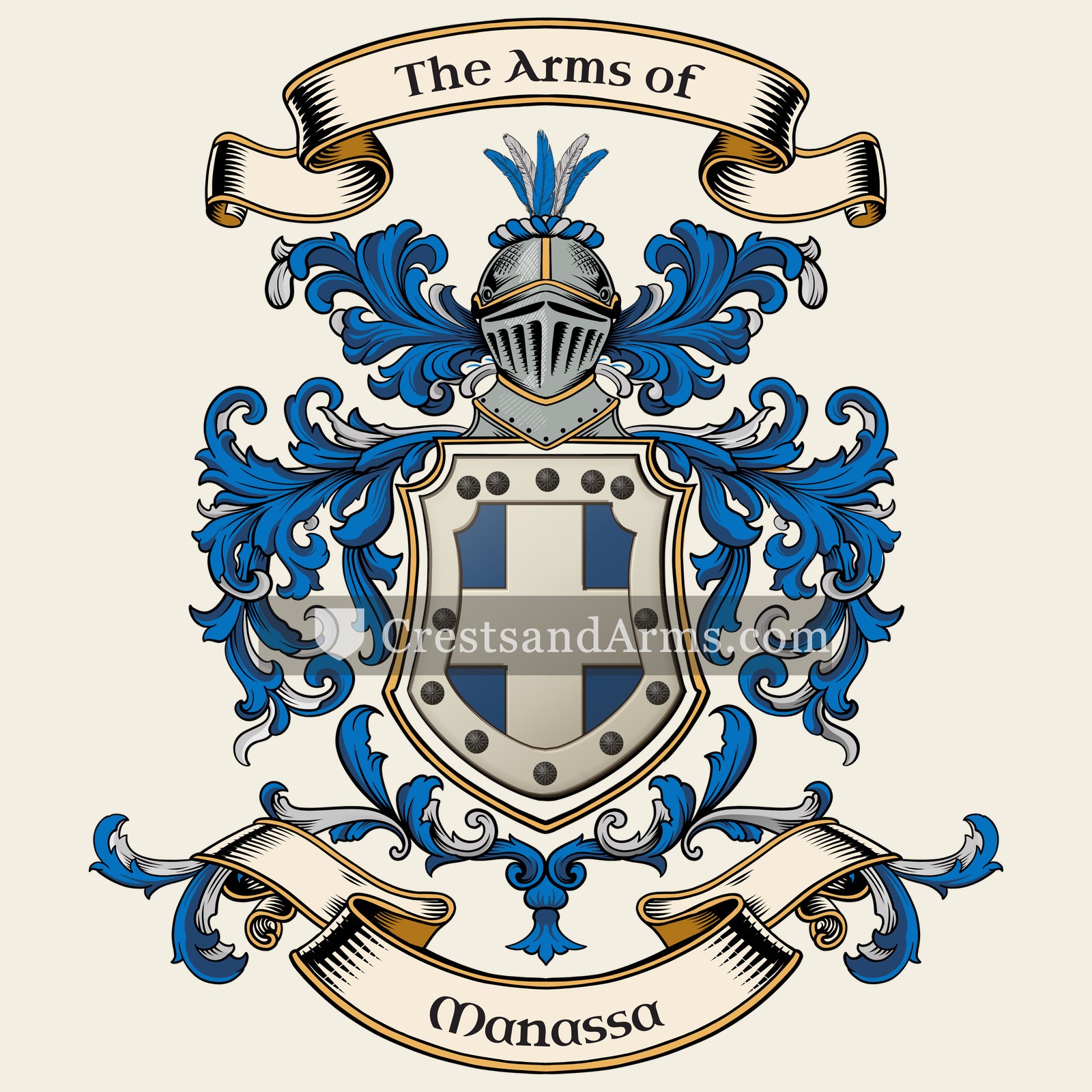 The Manassa coat of arms, drawn from the recorded blazon