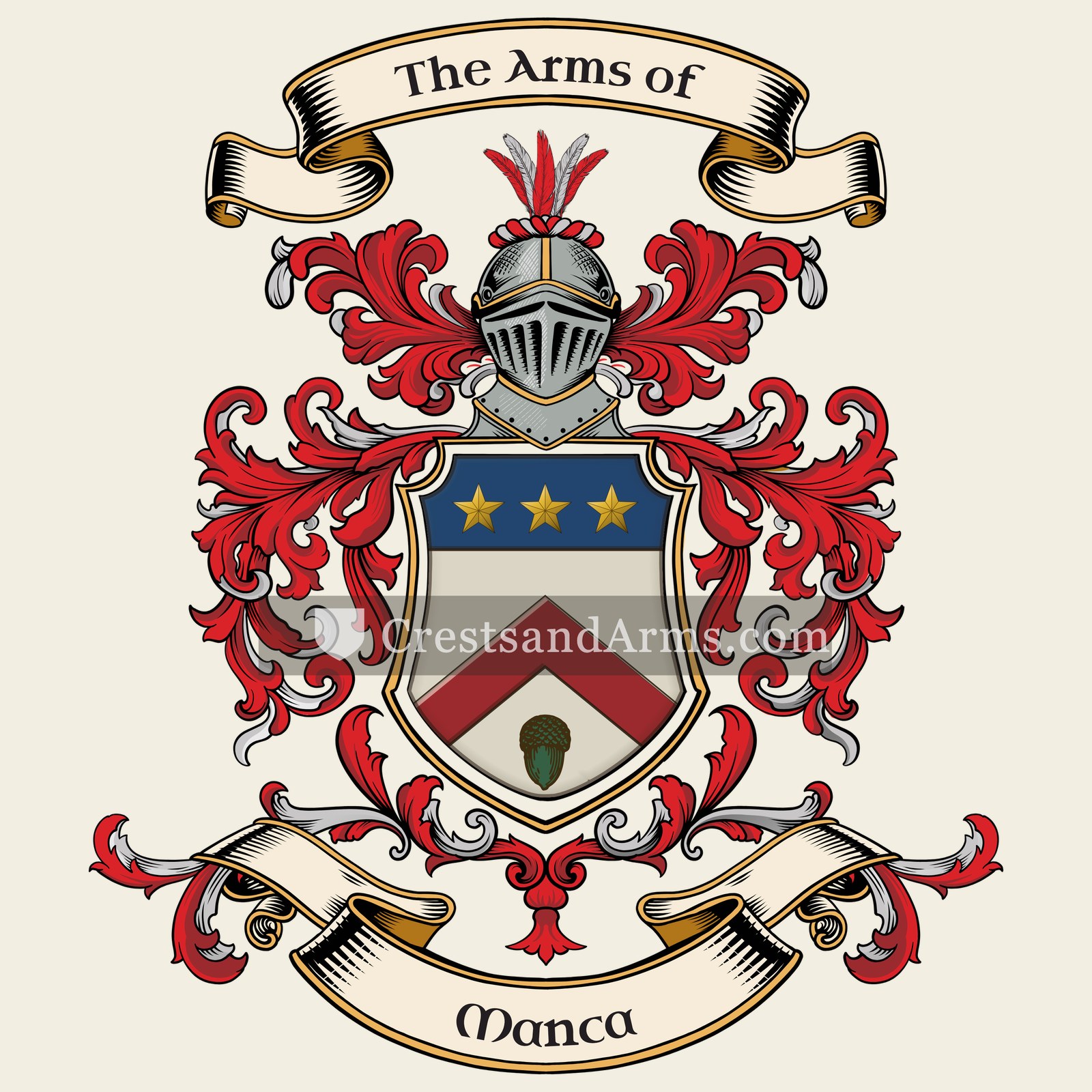 The Manca coat of arms, drawn from the recorded blazon