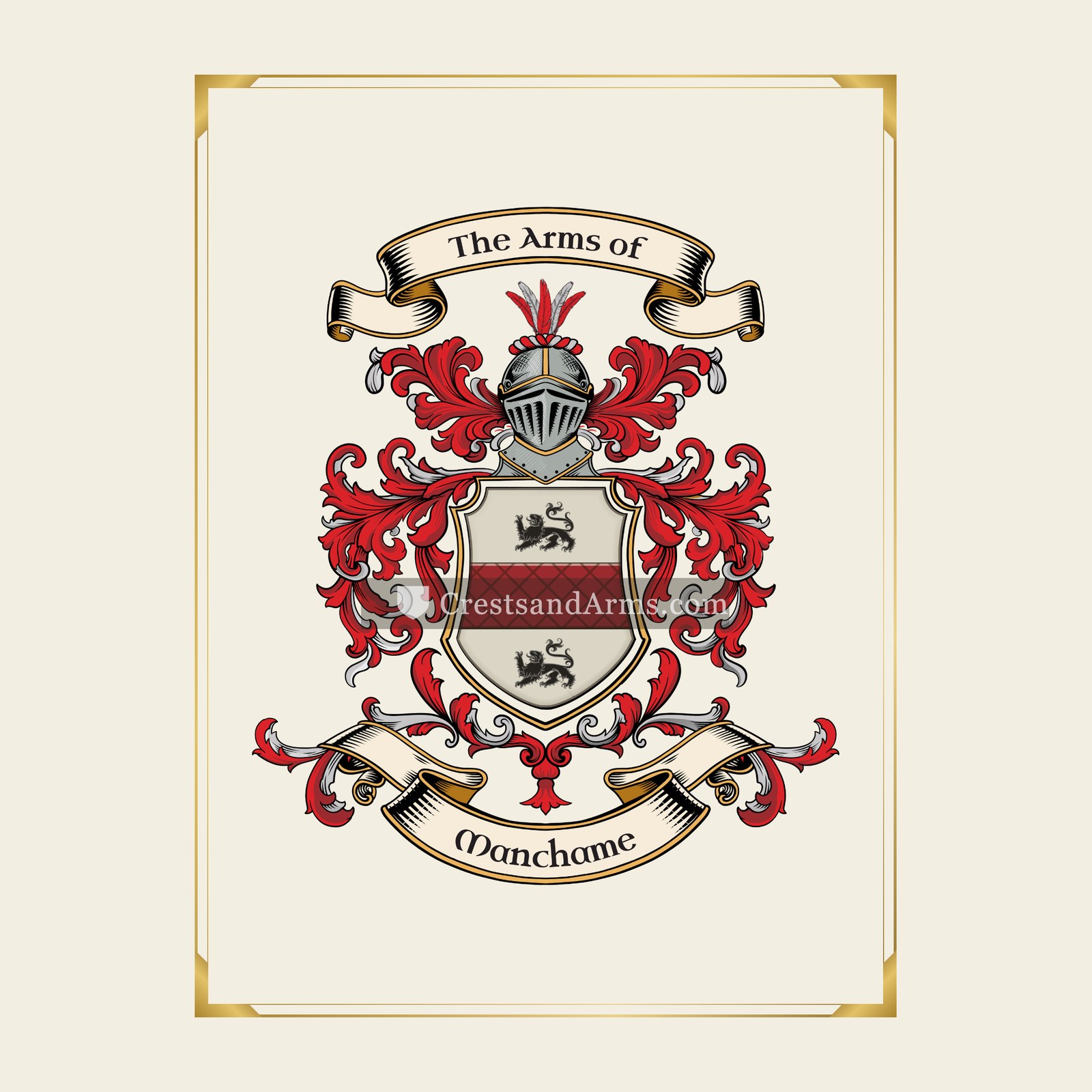 With gold border