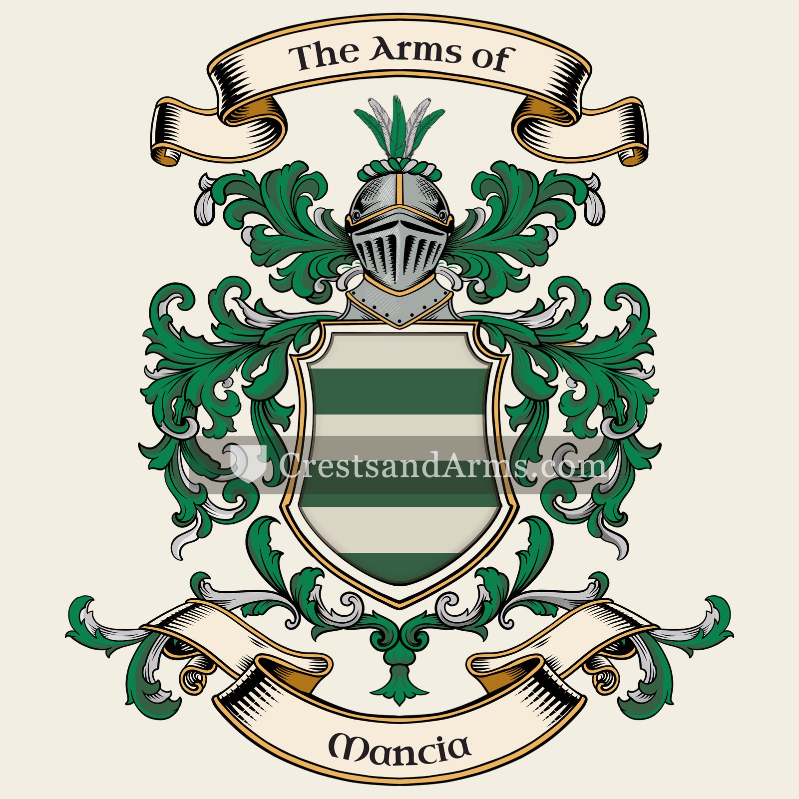 The Mancia coat of arms, drawn from the recorded blazon