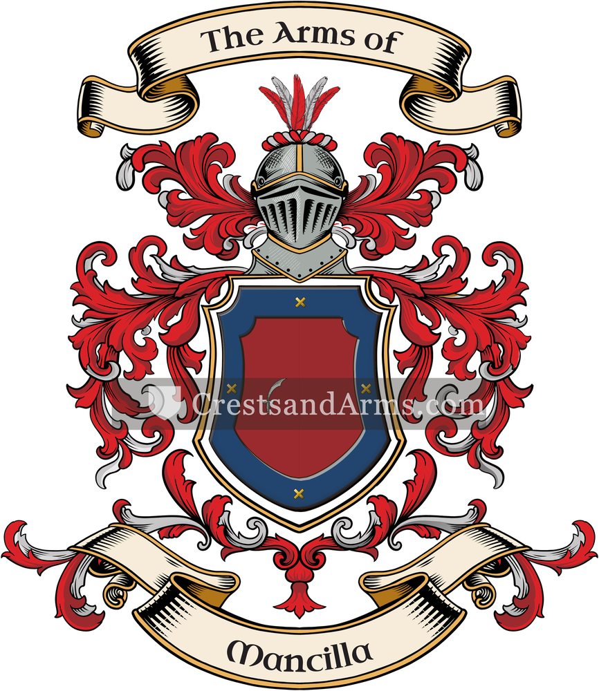 The Mancilla coat of arms, drawn from the recorded blazon
