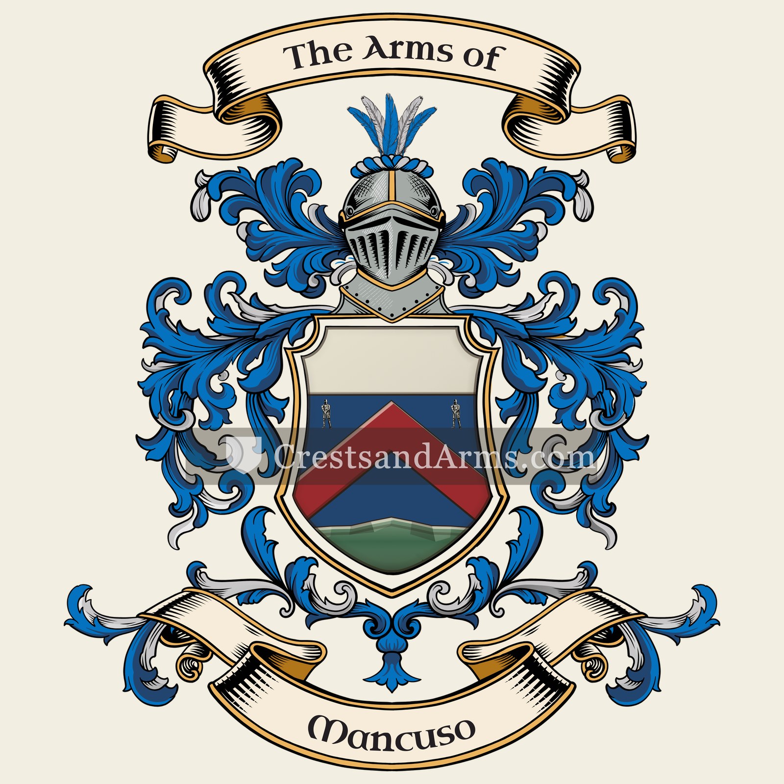 The Mancuso coat of arms, drawn from the recorded blazon