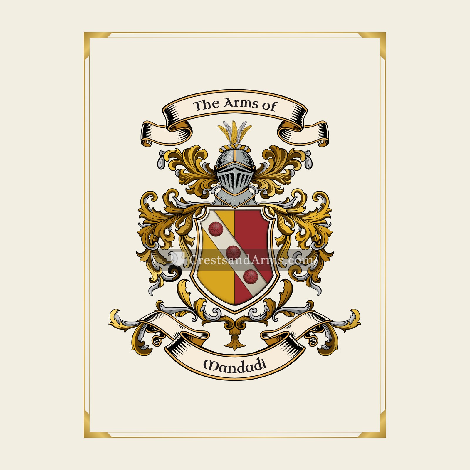 With gold border