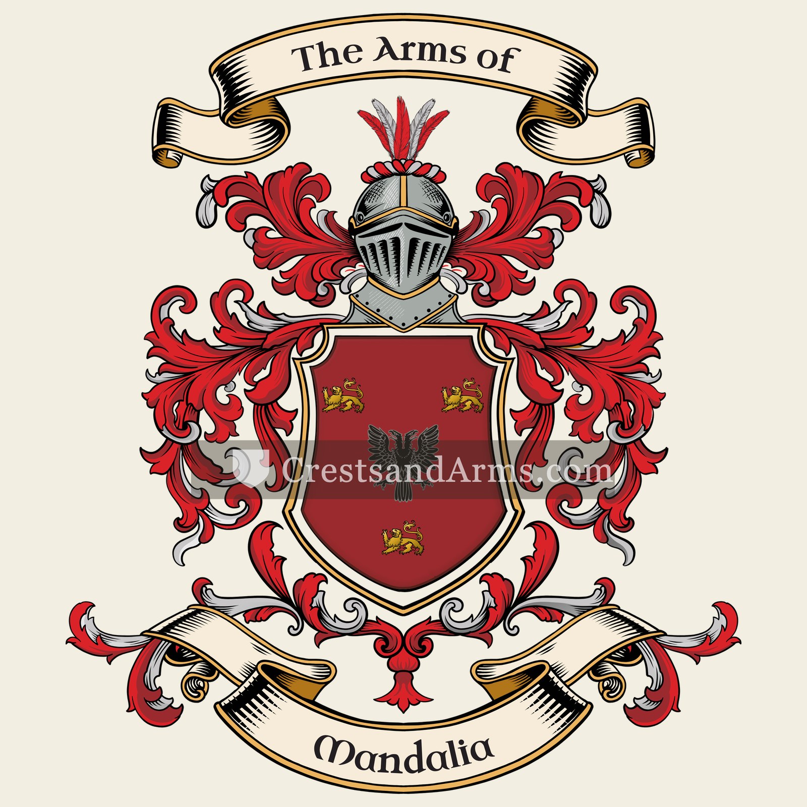 The Mandalia coat of arms, drawn from the recorded blazon