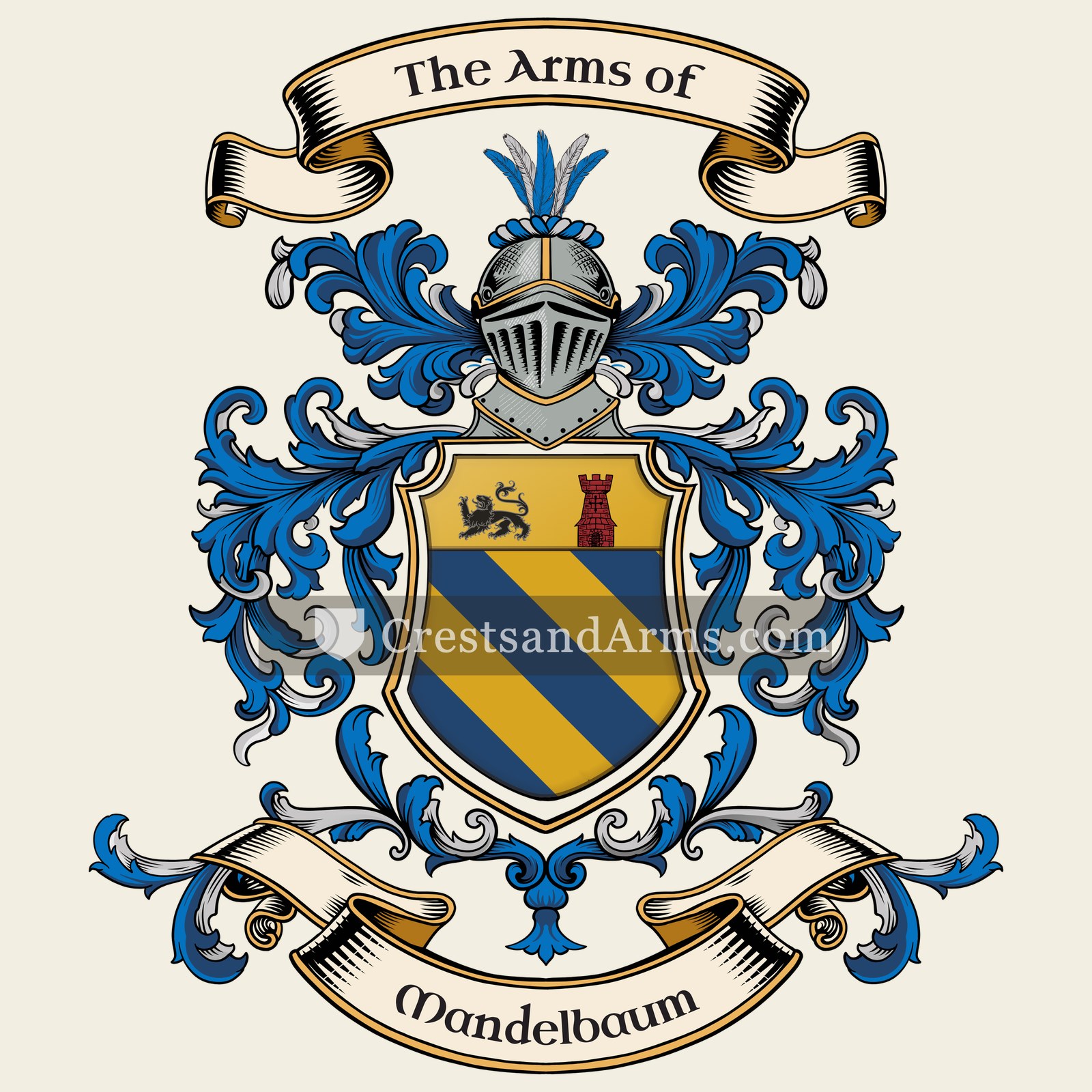 The Mandelbaum coat of arms, drawn from the recorded blazon