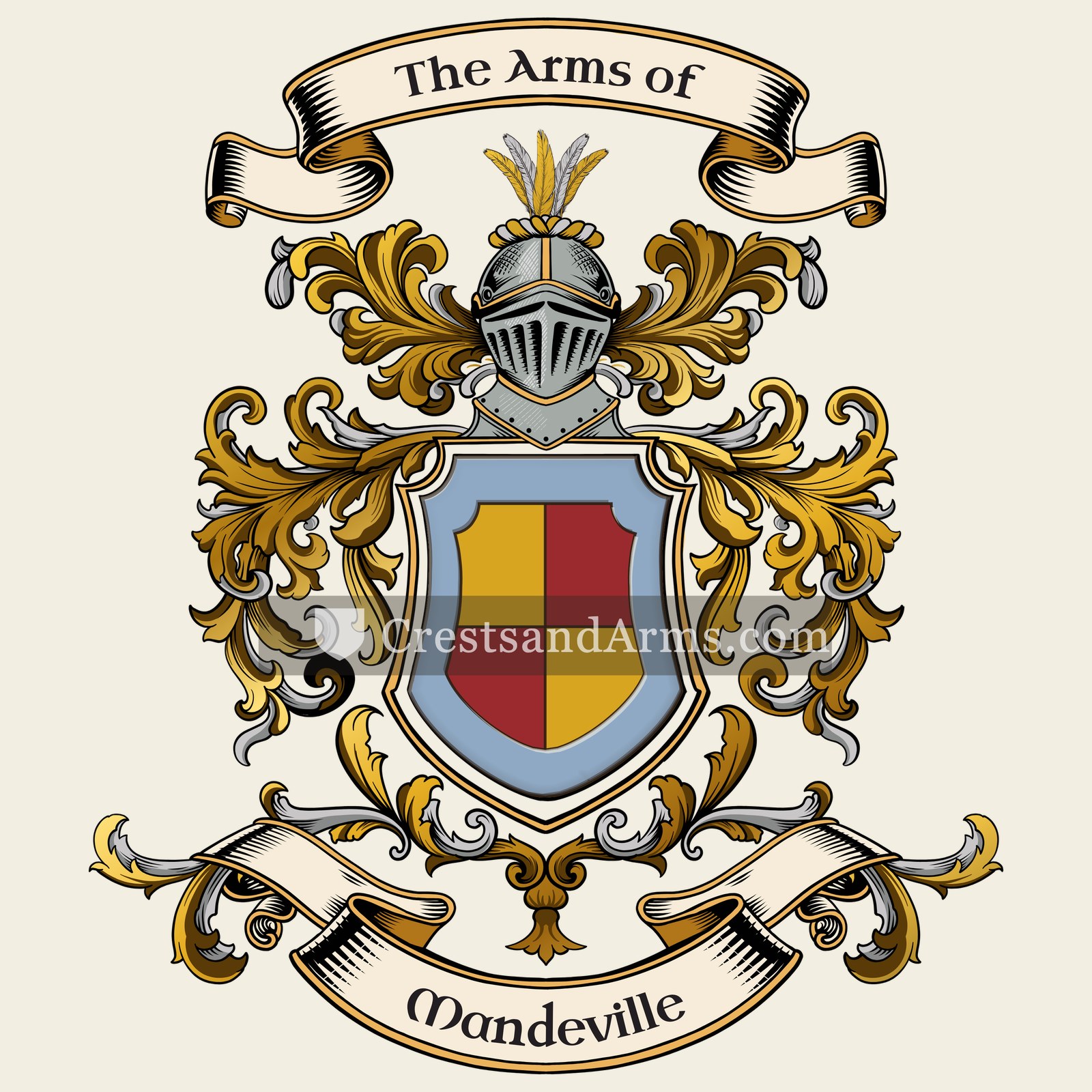 The Mandeville coat of arms, drawn from the recorded blazon