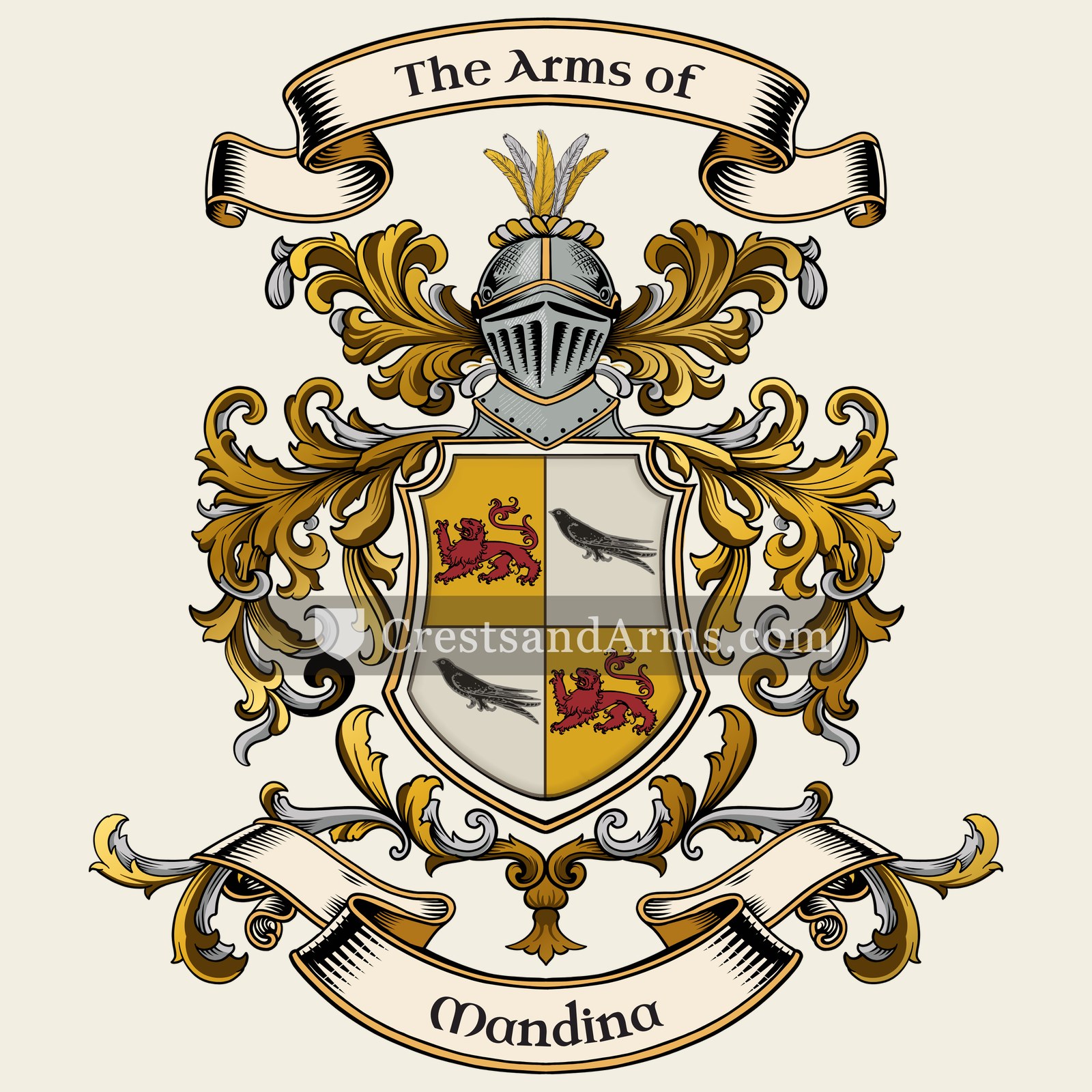 The Mandina coat of arms, drawn from the recorded blazon