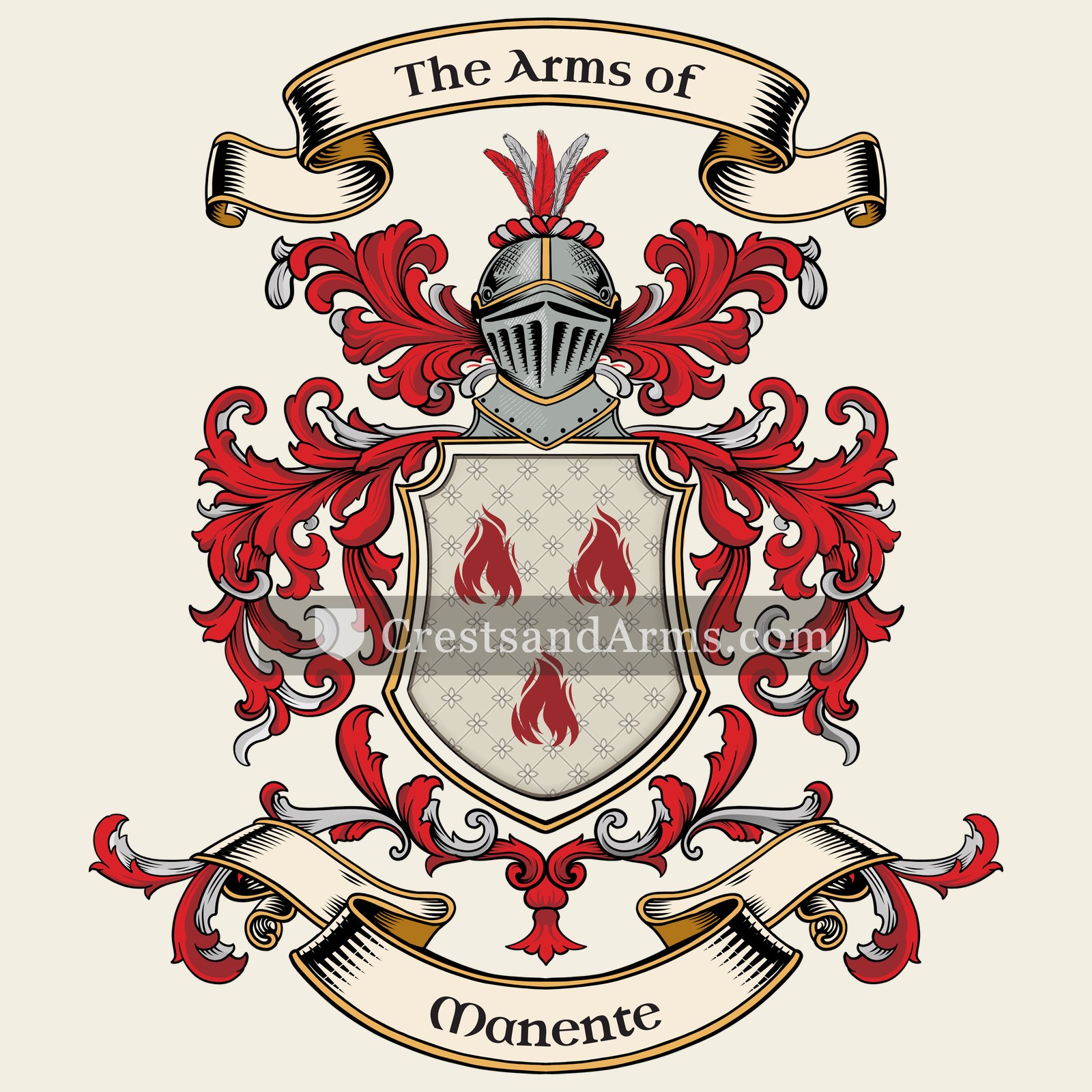 The Manente coat of arms, drawn from the recorded blazon