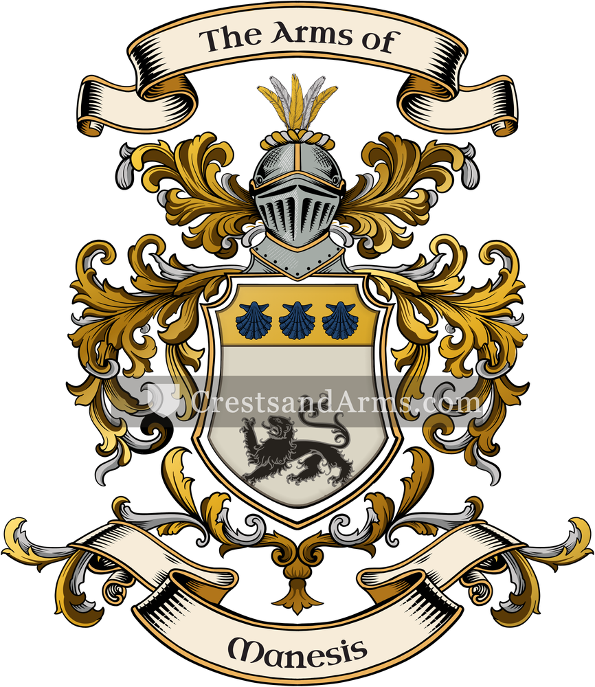 The Manesis coat of arms, drawn from the recorded blazon