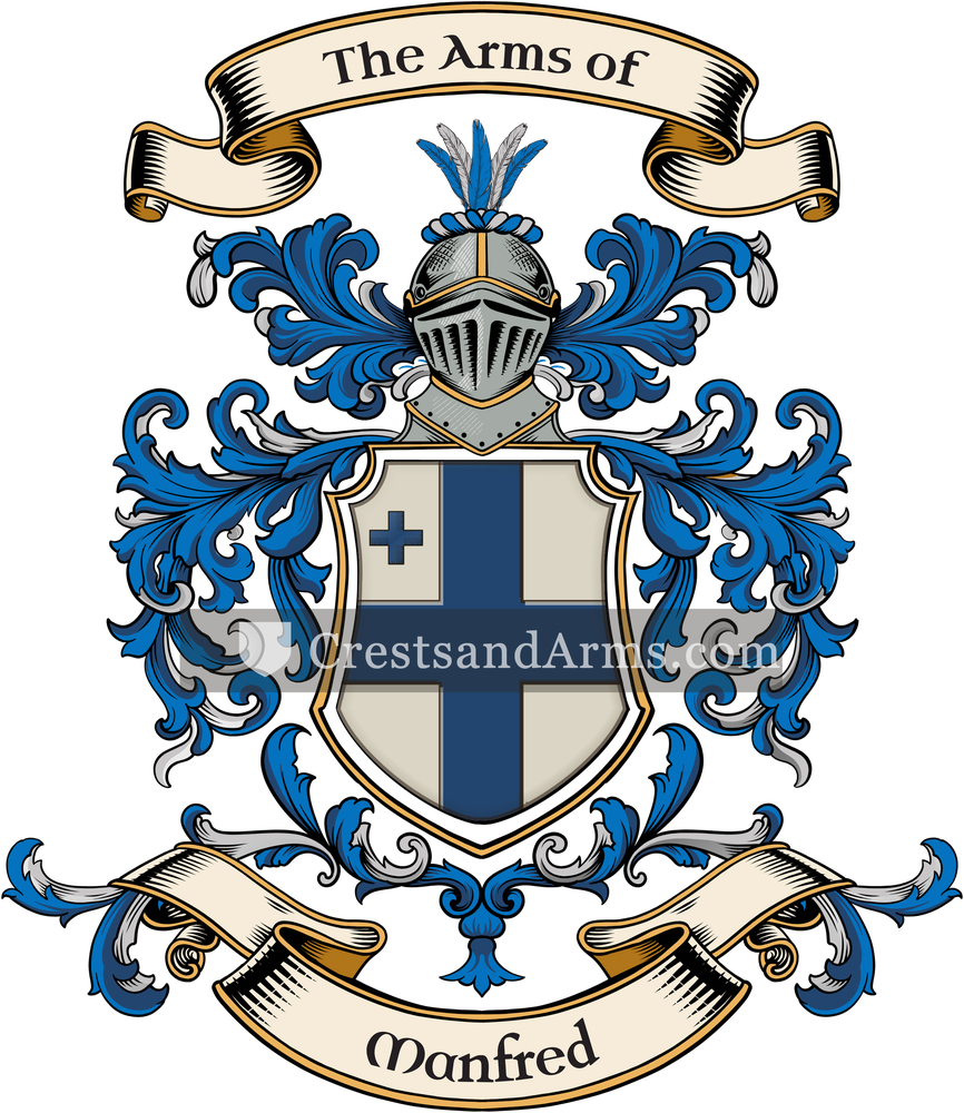 The Manfred coat of arms, drawn from the recorded blazon