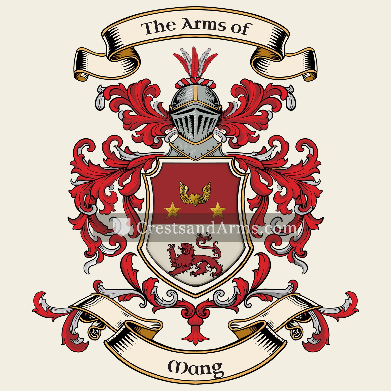The Mang coat of arms, drawn from the recorded blazon