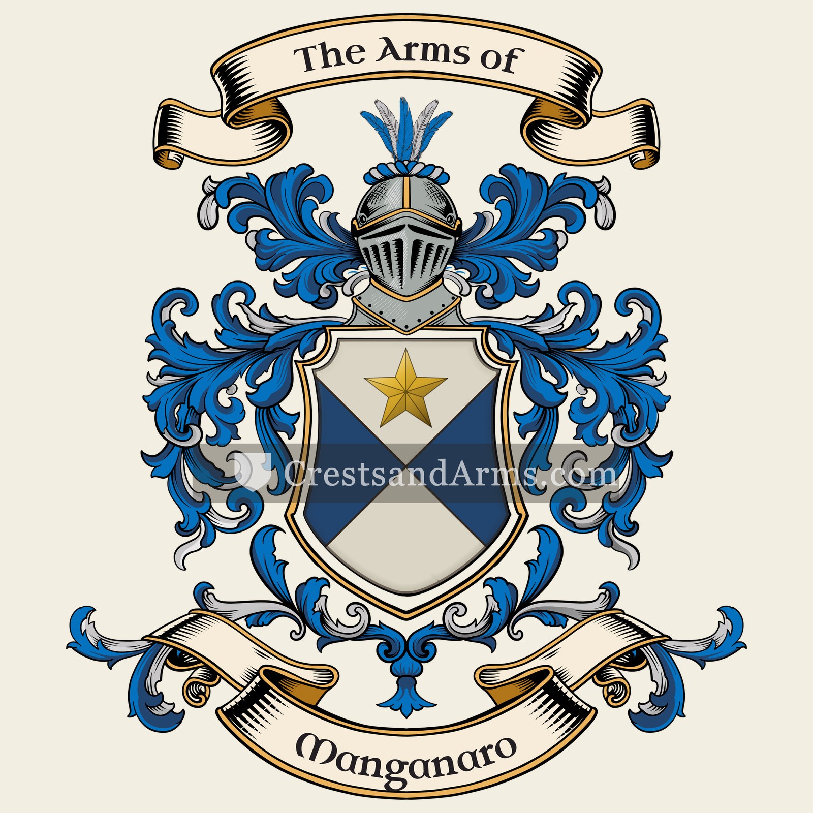 The Manganaro coat of arms, drawn from the recorded blazon