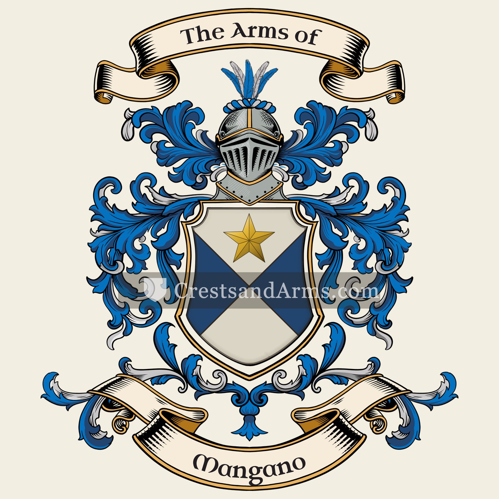 The Mangano coat of arms, drawn from the recorded blazon