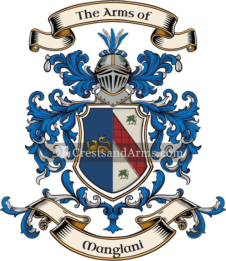 The Manglani coat of arms, drawn from the recorded blazon