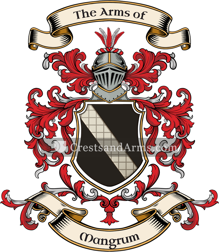 The Mangrum coat of arms, drawn from the recorded blazon