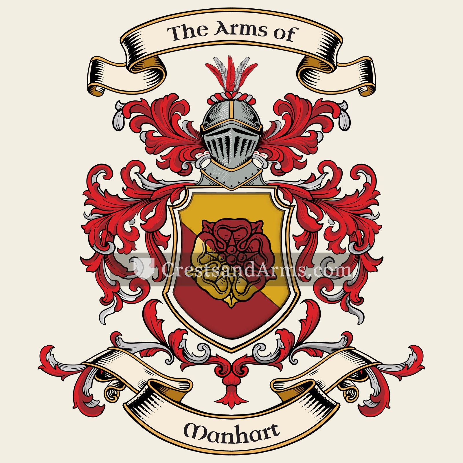 The Manhart coat of arms, drawn from the recorded blazon