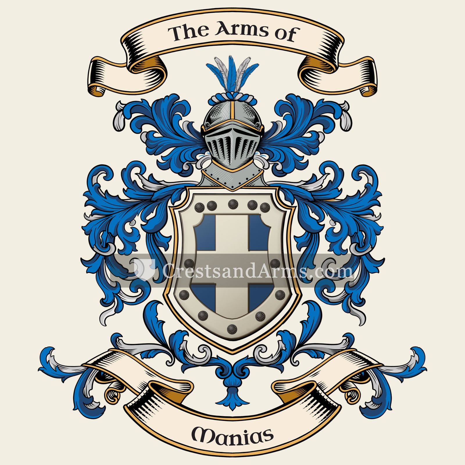 The Manias coat of arms, drawn from the recorded blazon