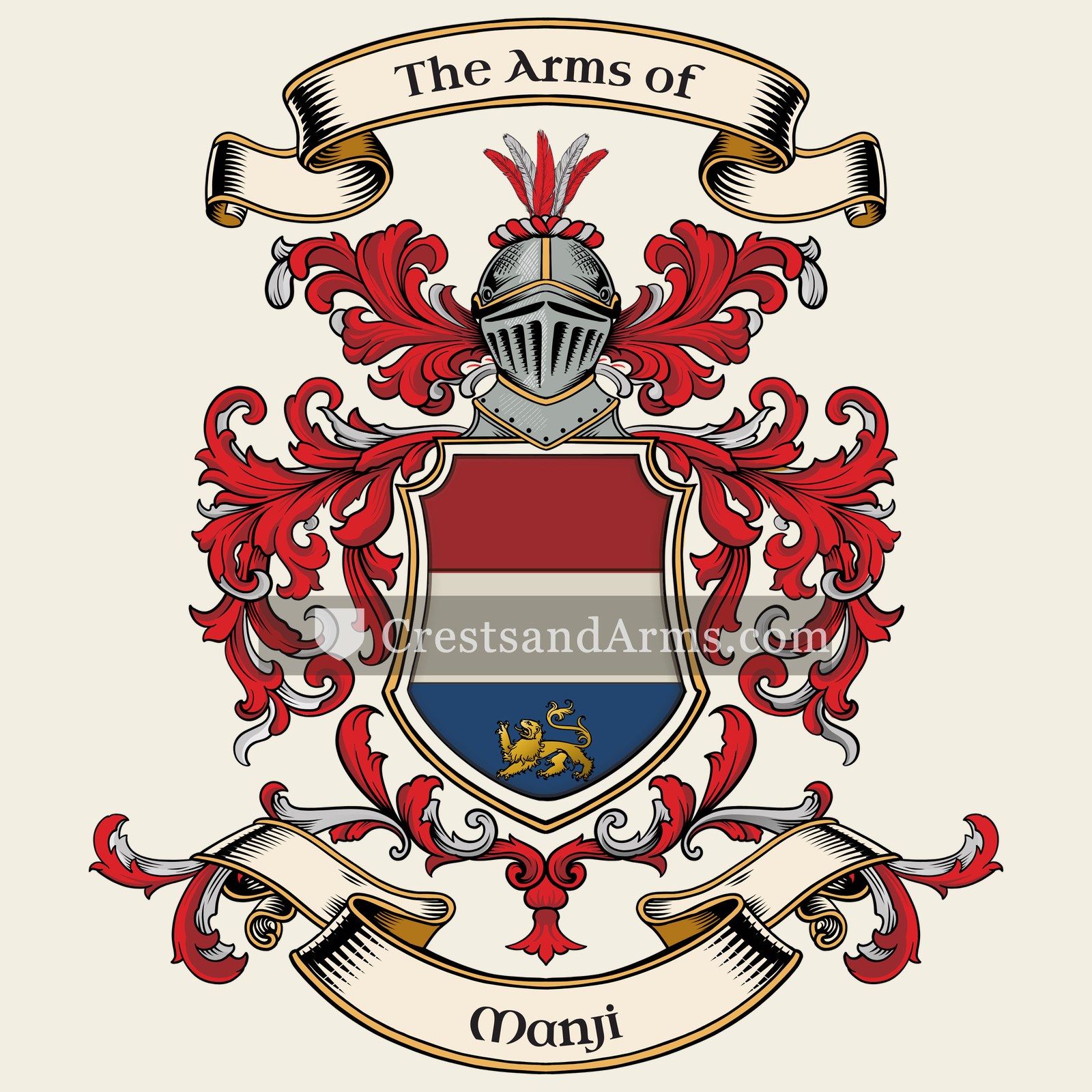 The Manji coat of arms, drawn from the recorded blazon