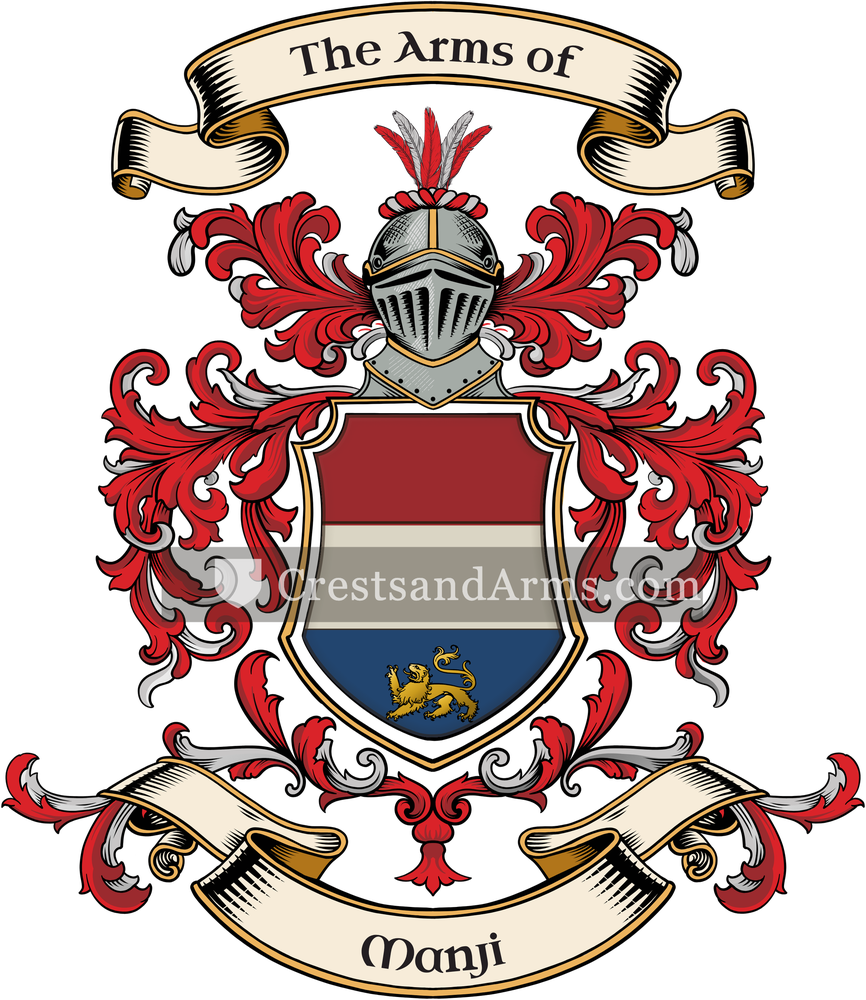 The Manji coat of arms, drawn from the recorded blazon
