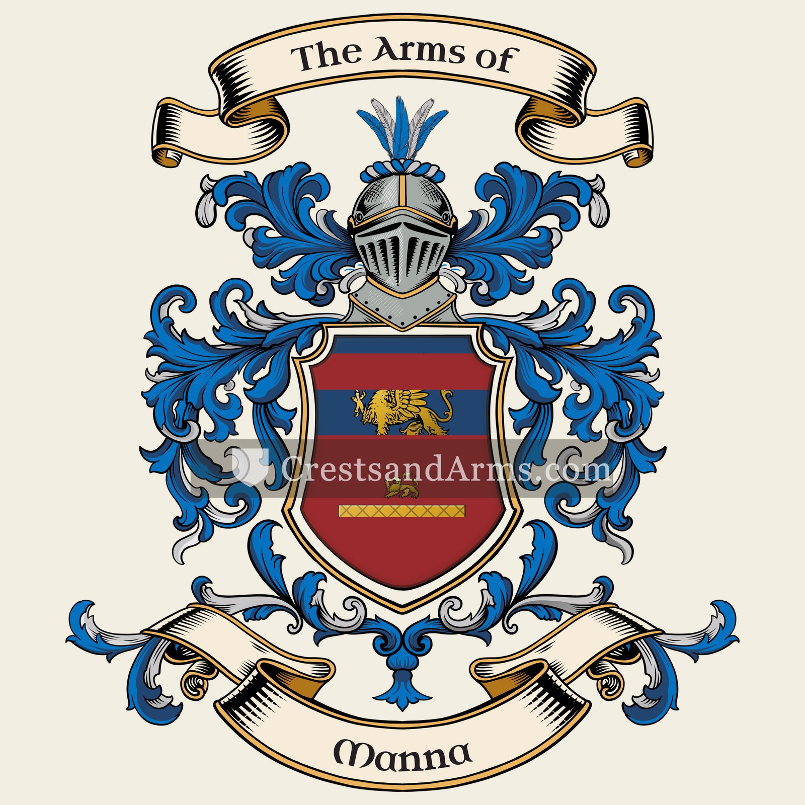 The Manna coat of arms, drawn from the recorded blazon