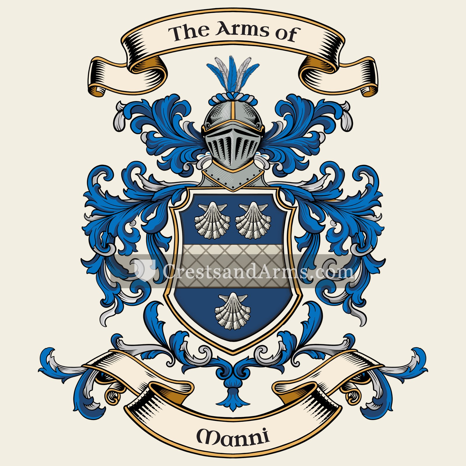 The Manni coat of arms, drawn from the recorded blazon