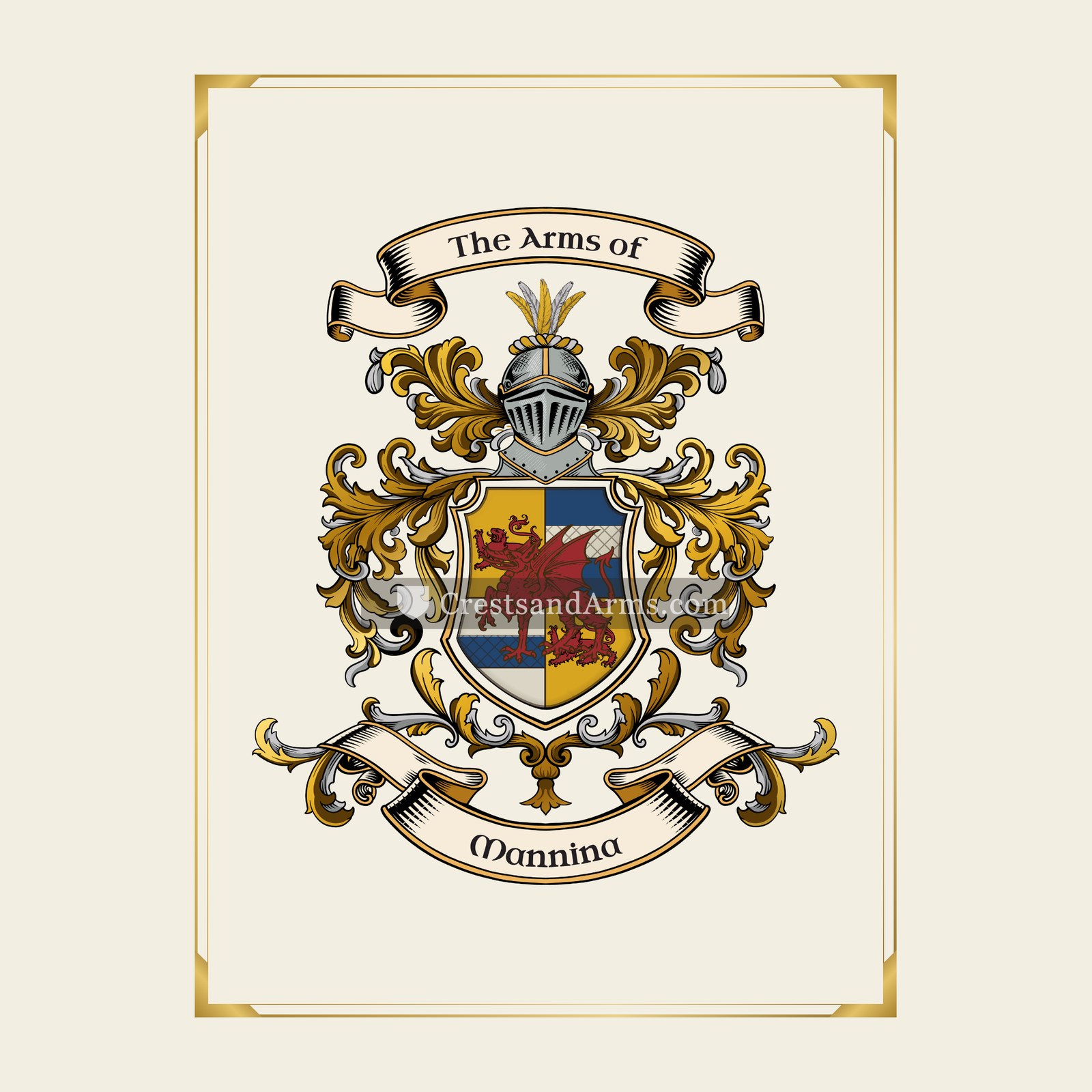With gold border