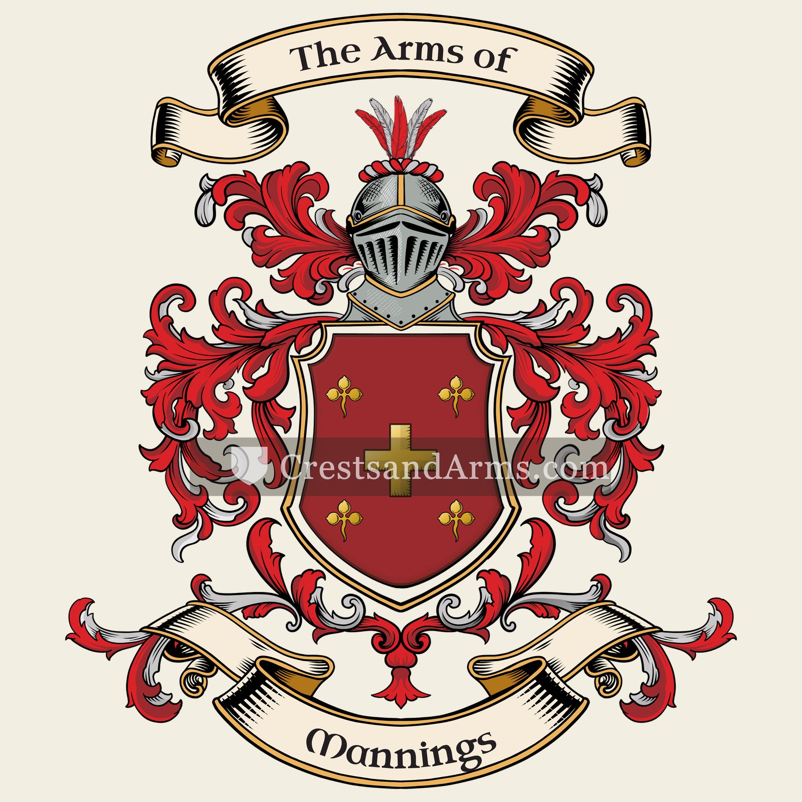The Mannings coat of arms, drawn from the recorded blazon