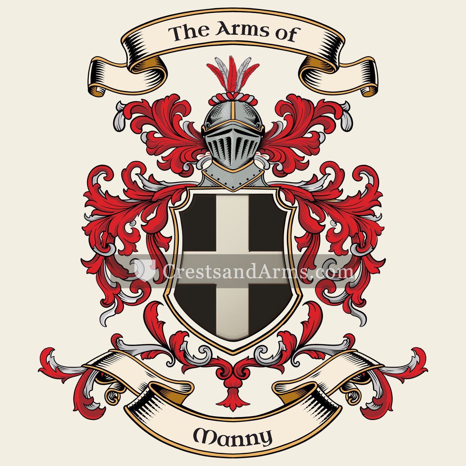 The Manny coat of arms, drawn from the recorded blazon