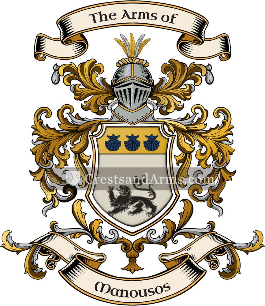 The Manousos coat of arms, drawn from the recorded blazon