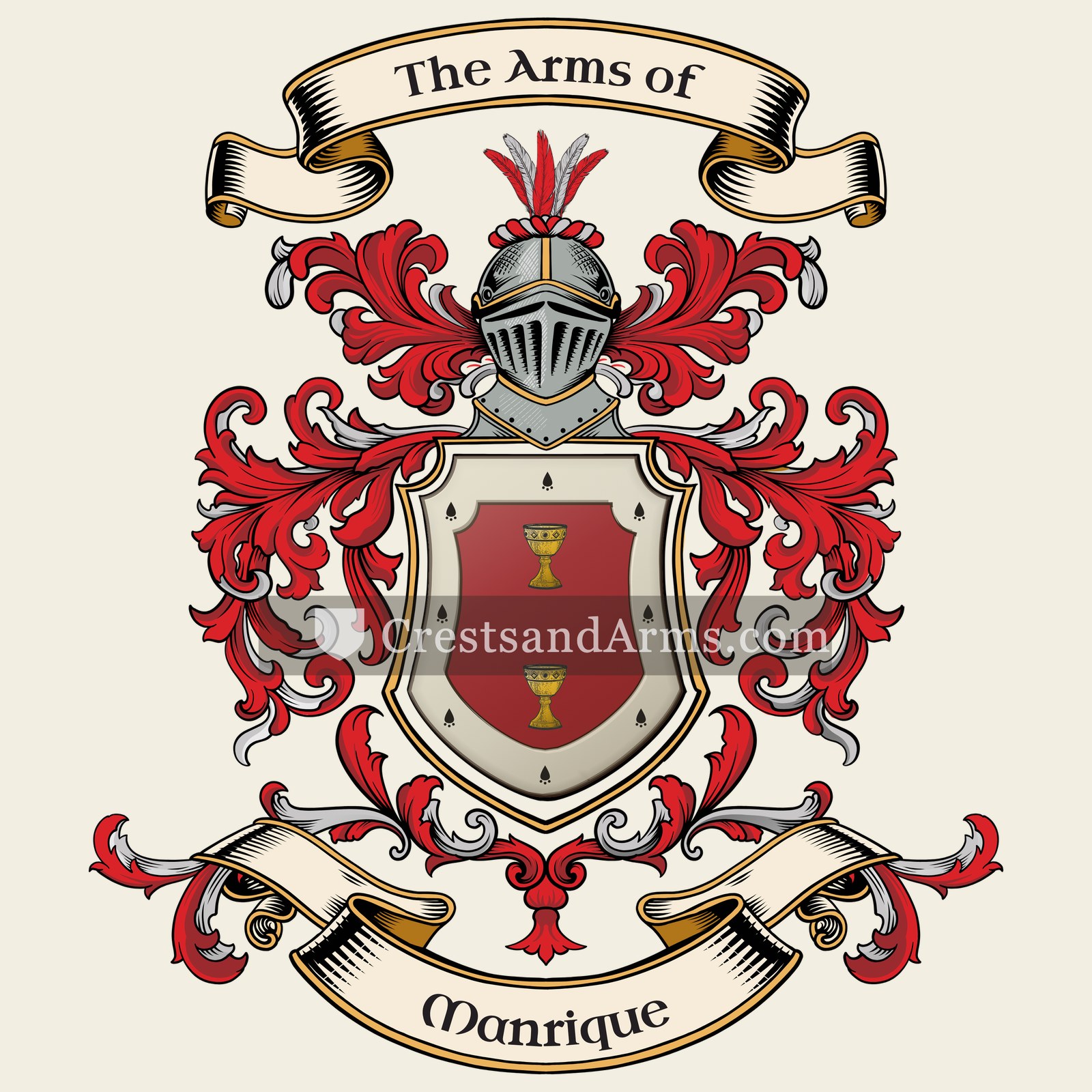 The Manrique coat of arms, drawn from the recorded blazon