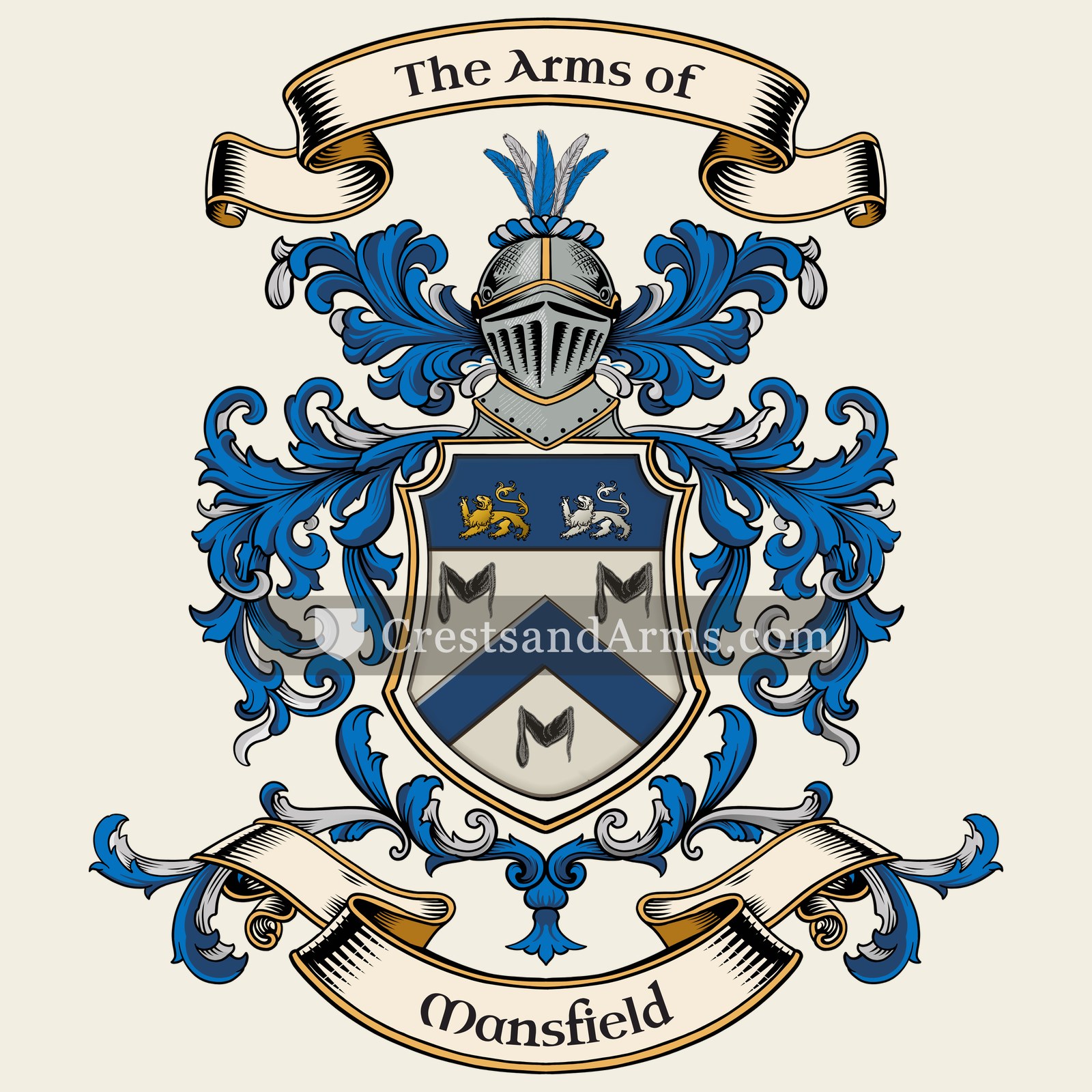 The Mansfield coat of arms, drawn from the recorded blazon