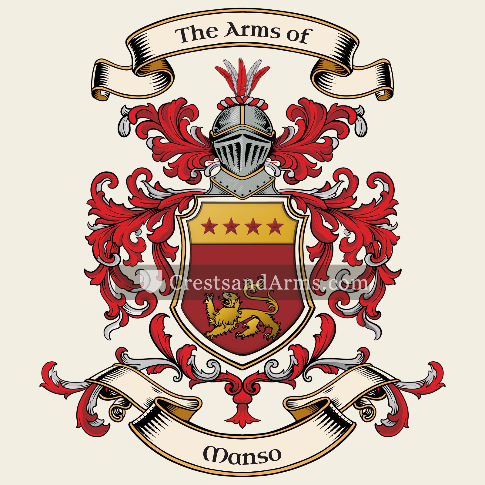 The Manso coat of arms, drawn from the recorded blazon