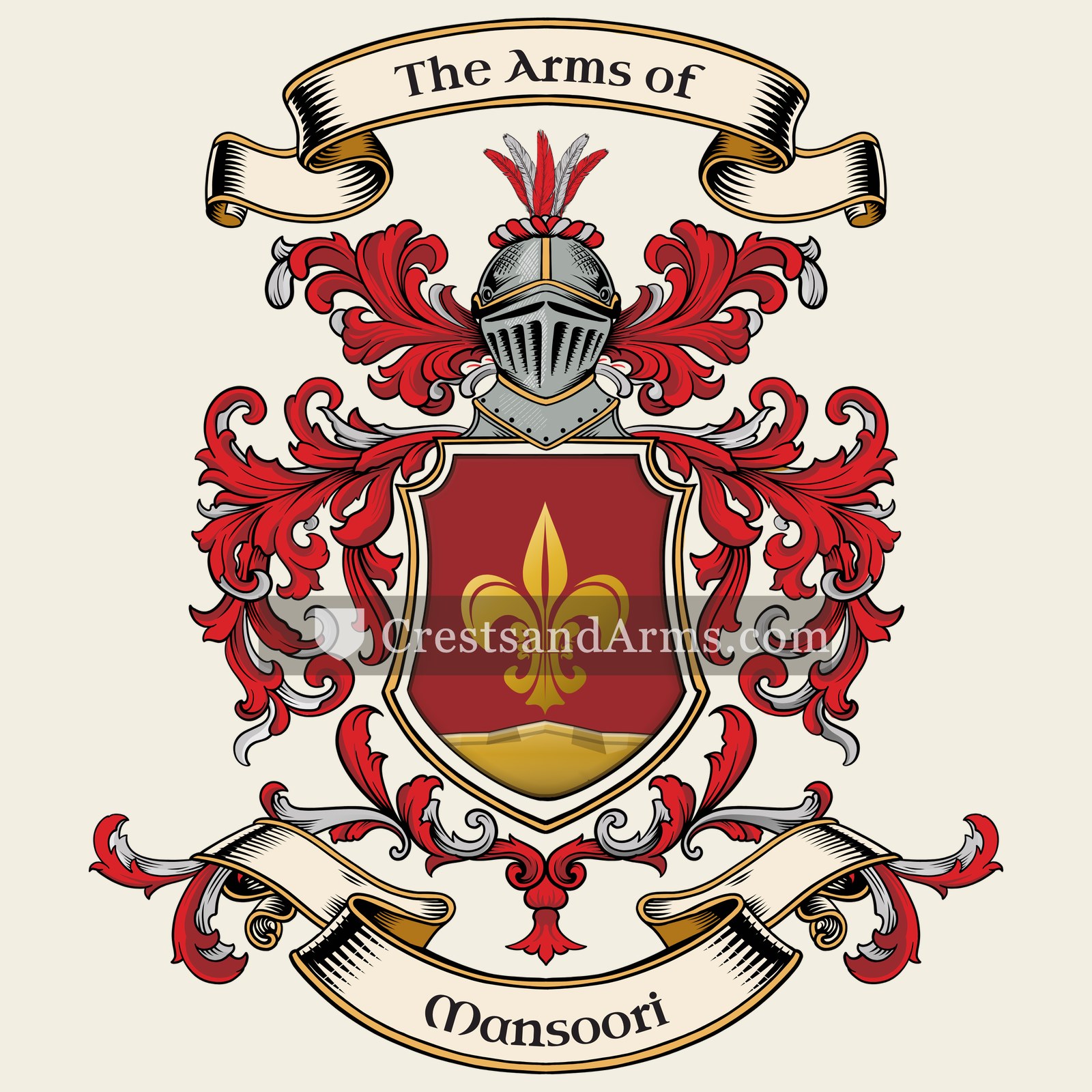 The Mansoori coat of arms, drawn from the recorded blazon