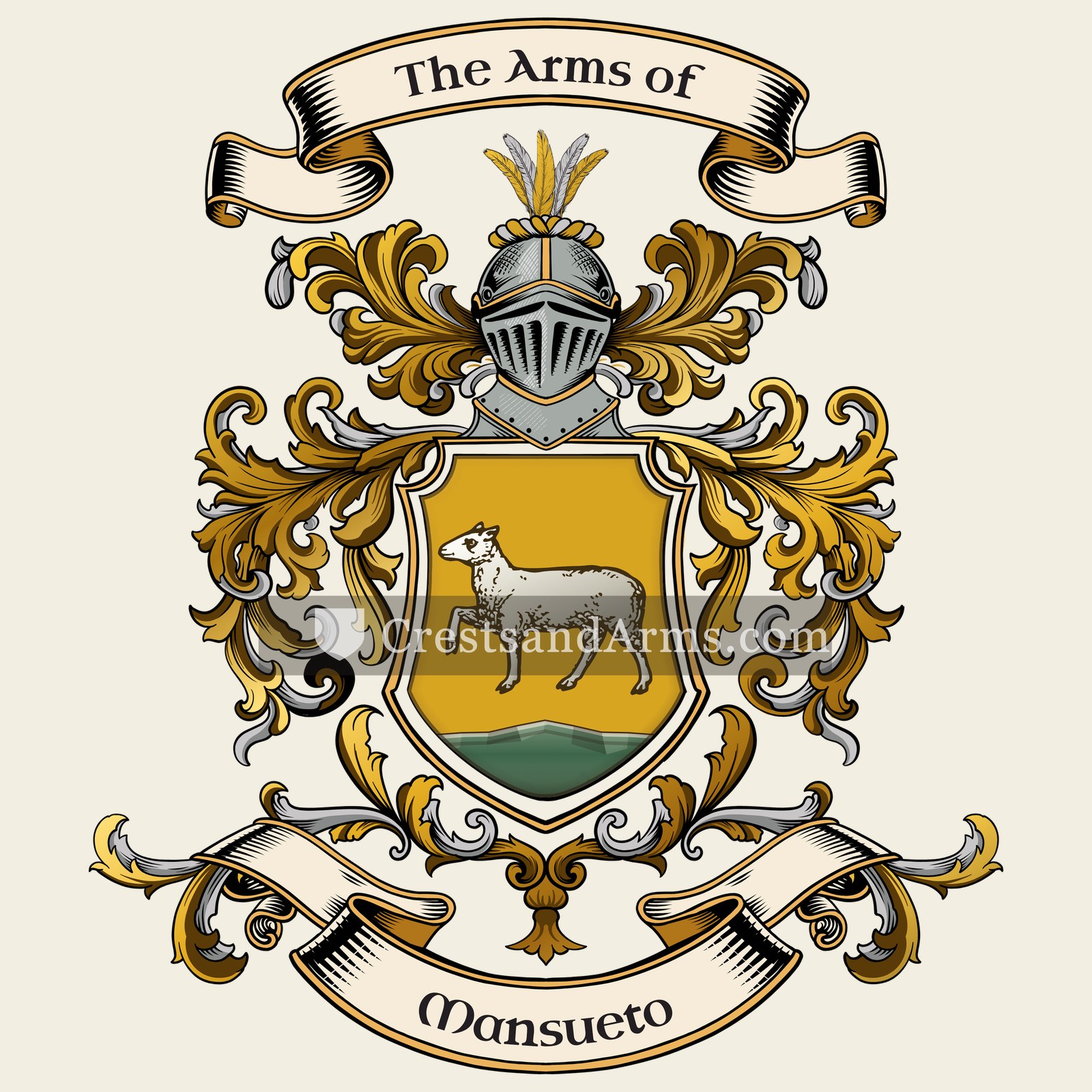The Mansueto coat of arms, drawn from the recorded blazon