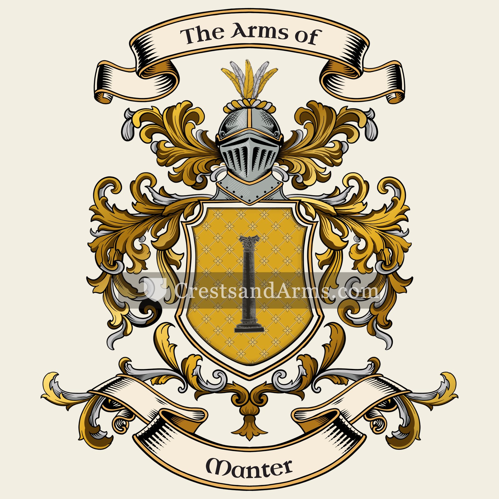 The Manter coat of arms, drawn from the recorded blazon