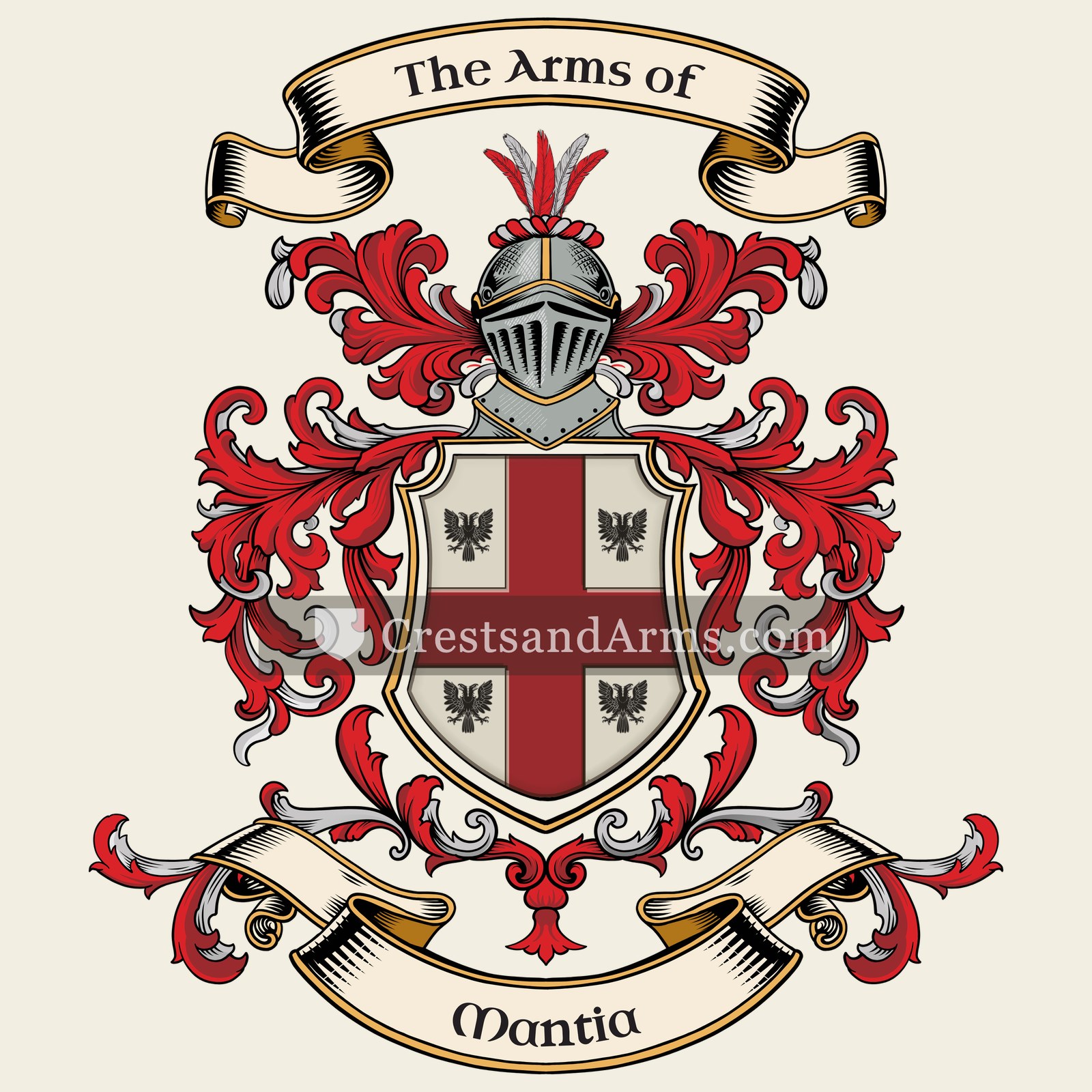The Mantia coat of arms, drawn from the recorded blazon