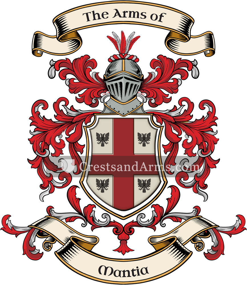 The Mantia coat of arms, drawn from the recorded blazon