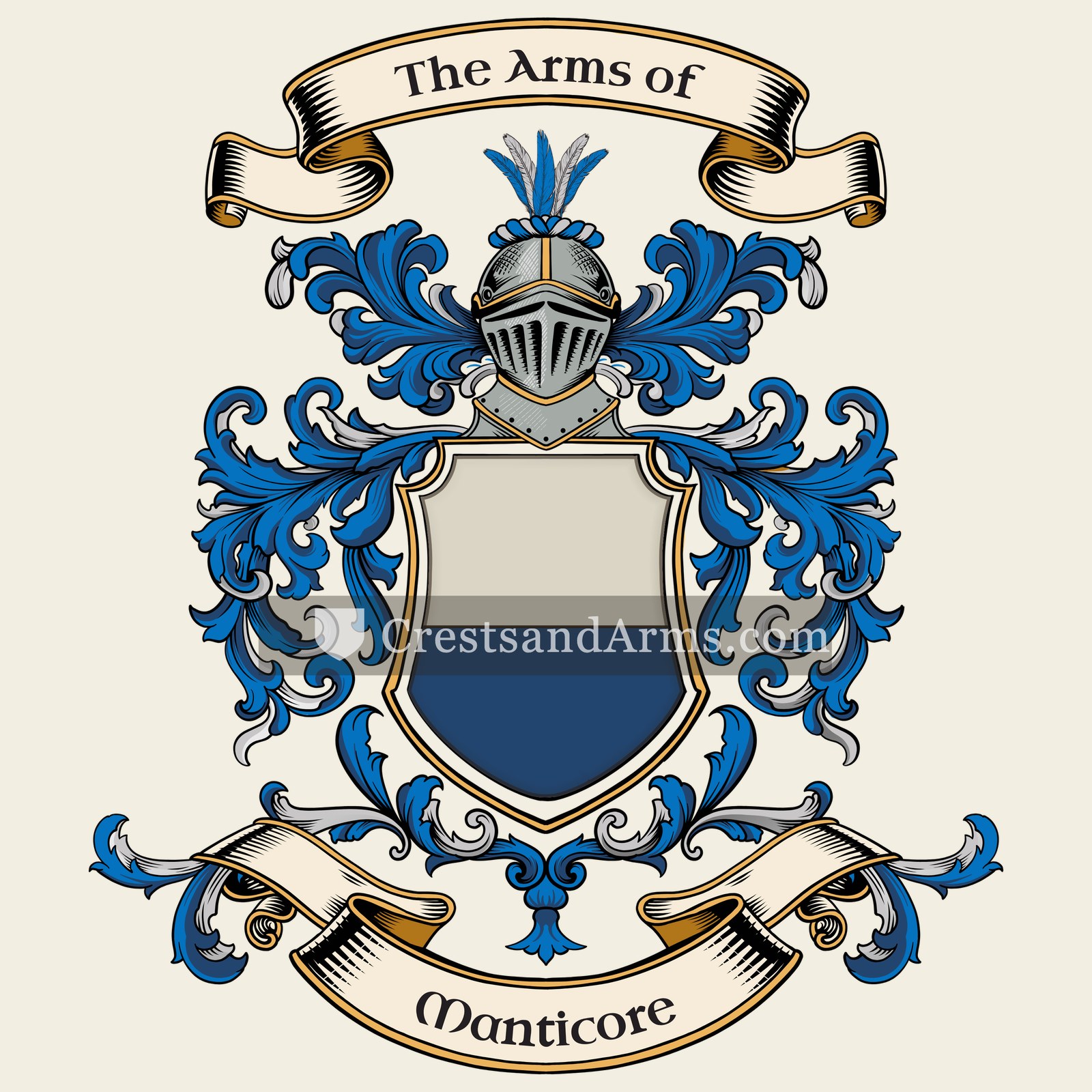 The Manticore coat of arms, drawn from the recorded blazon