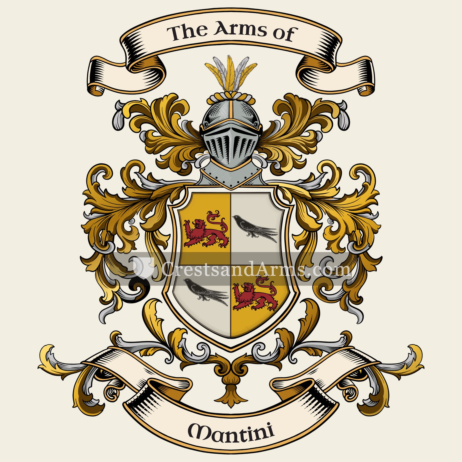 The Mantini coat of arms, drawn from the recorded blazon