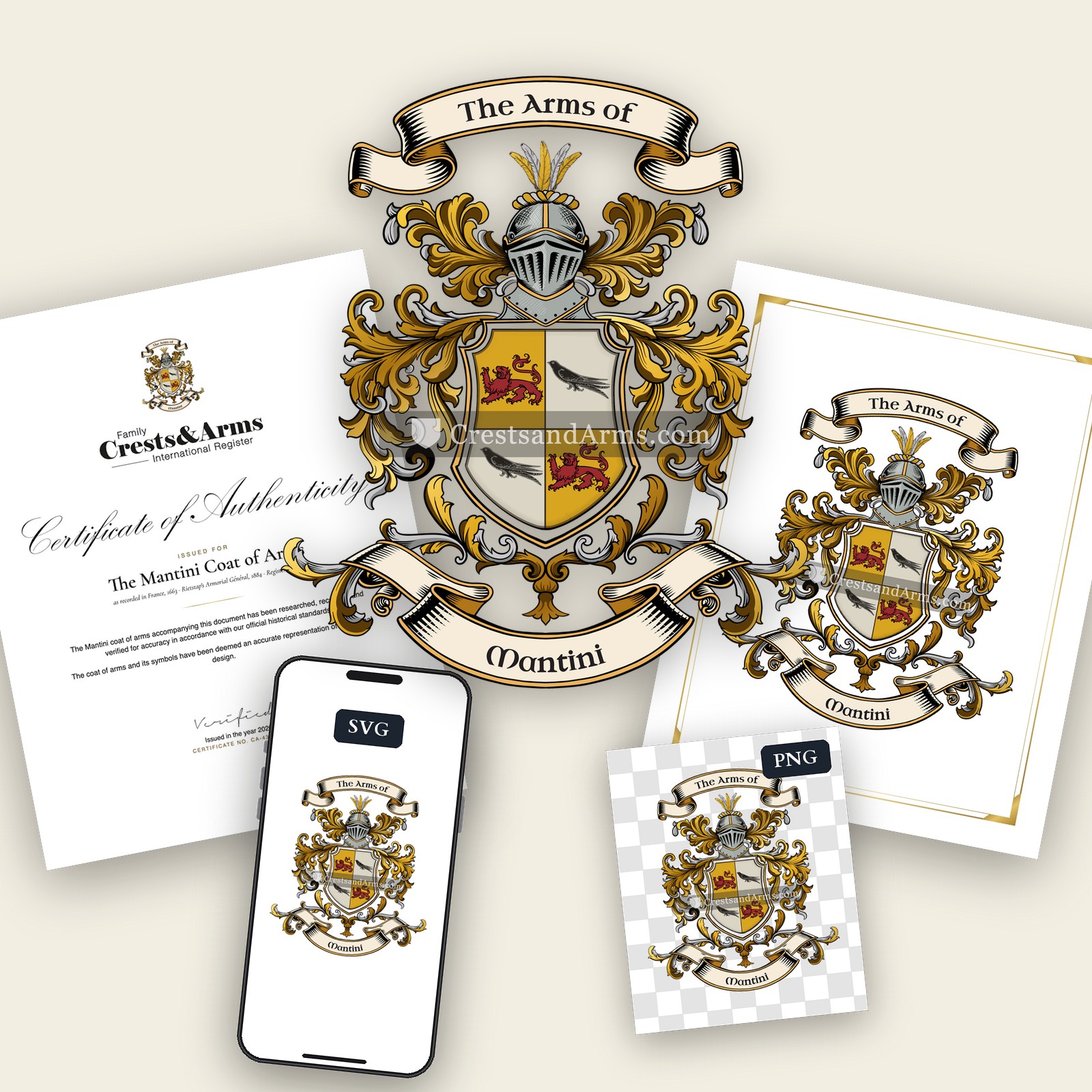 The Mantini arms on the coat of arms — digital pack
