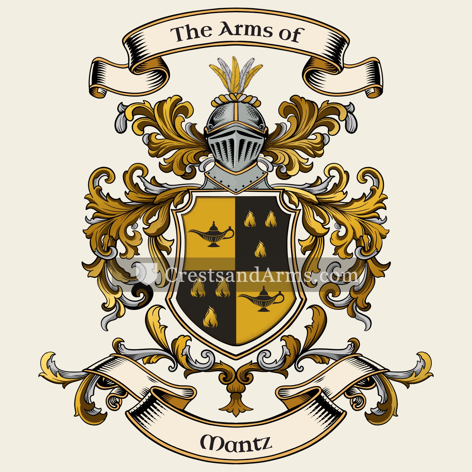 The Mantz coat of arms, drawn from the recorded blazon