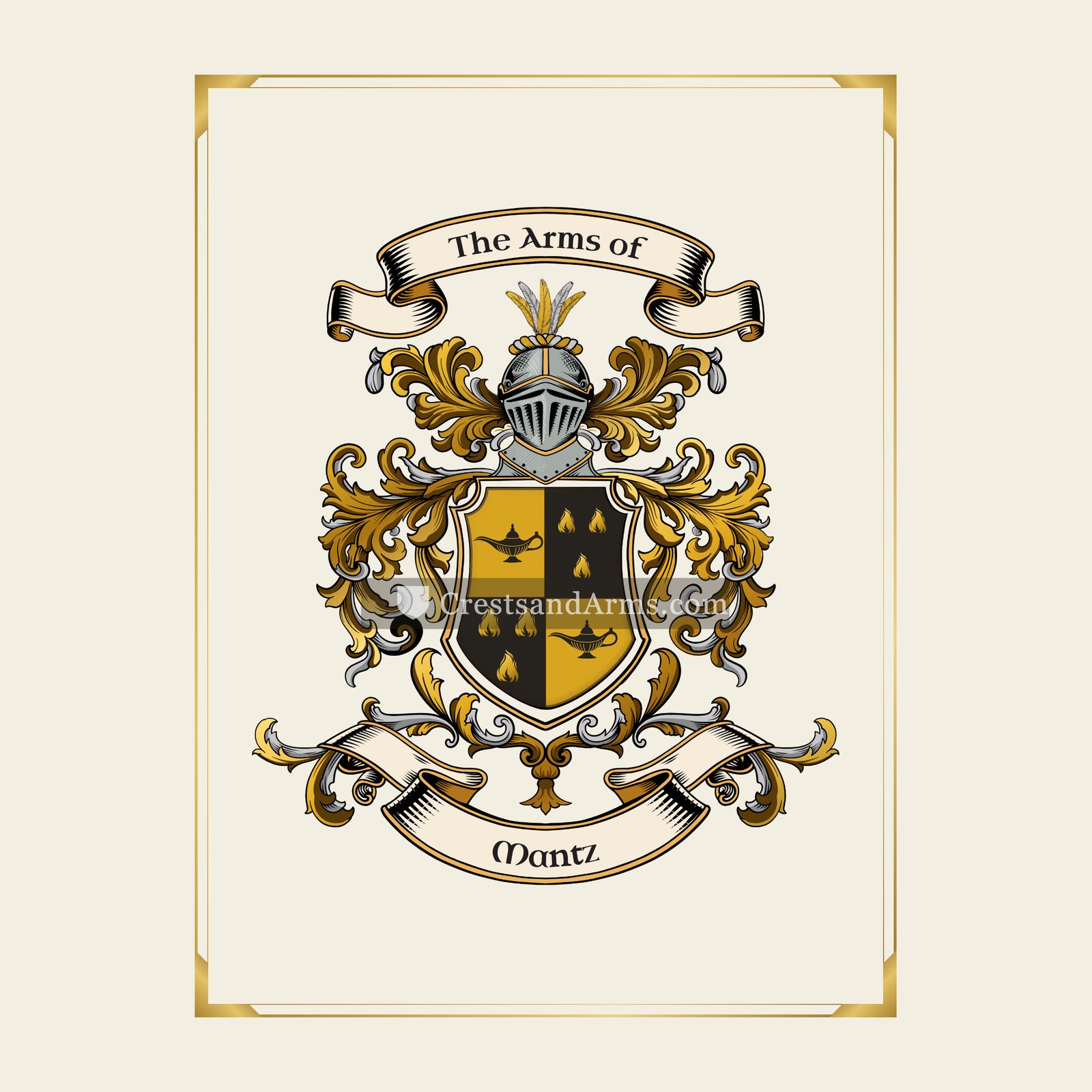 With gold border