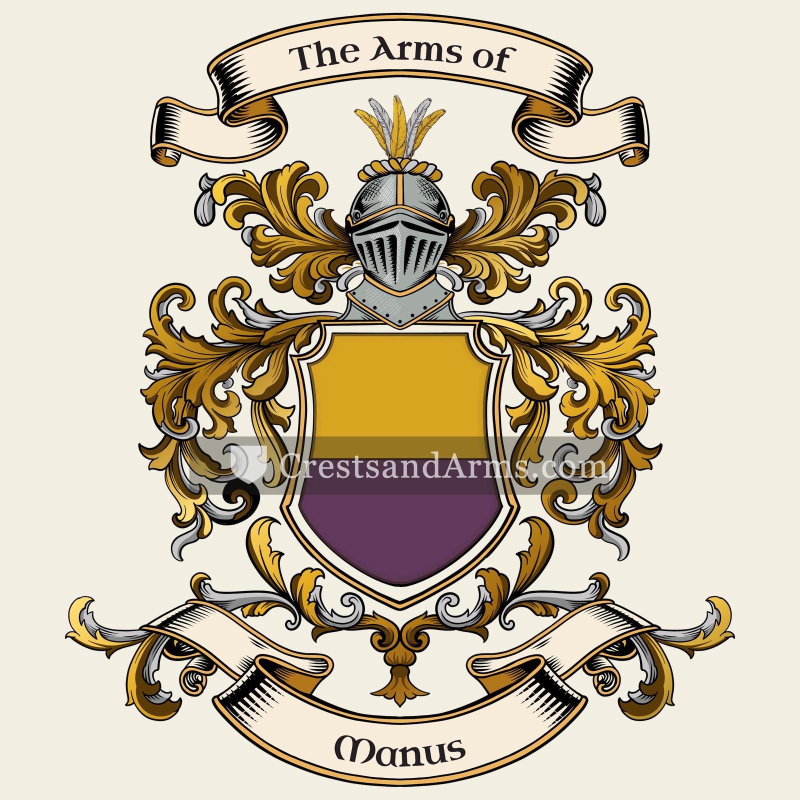 The Manus coat of arms, drawn from the recorded blazon