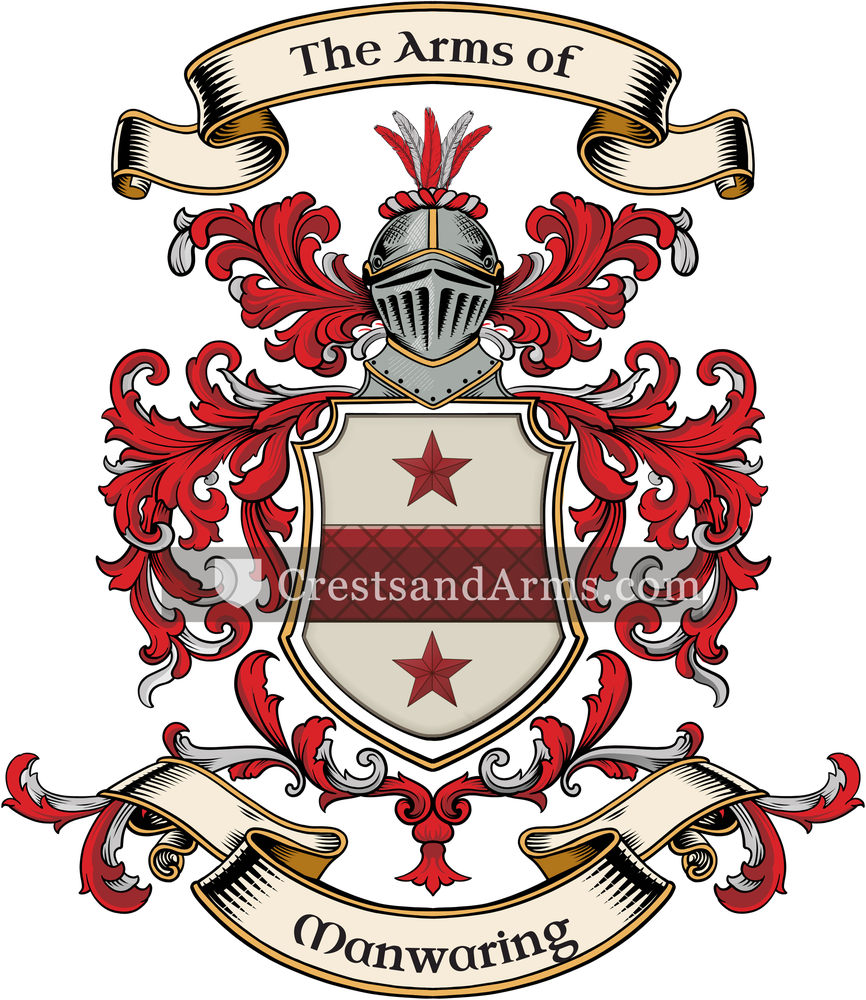 The Manwaring coat of arms, drawn from the recorded blazon