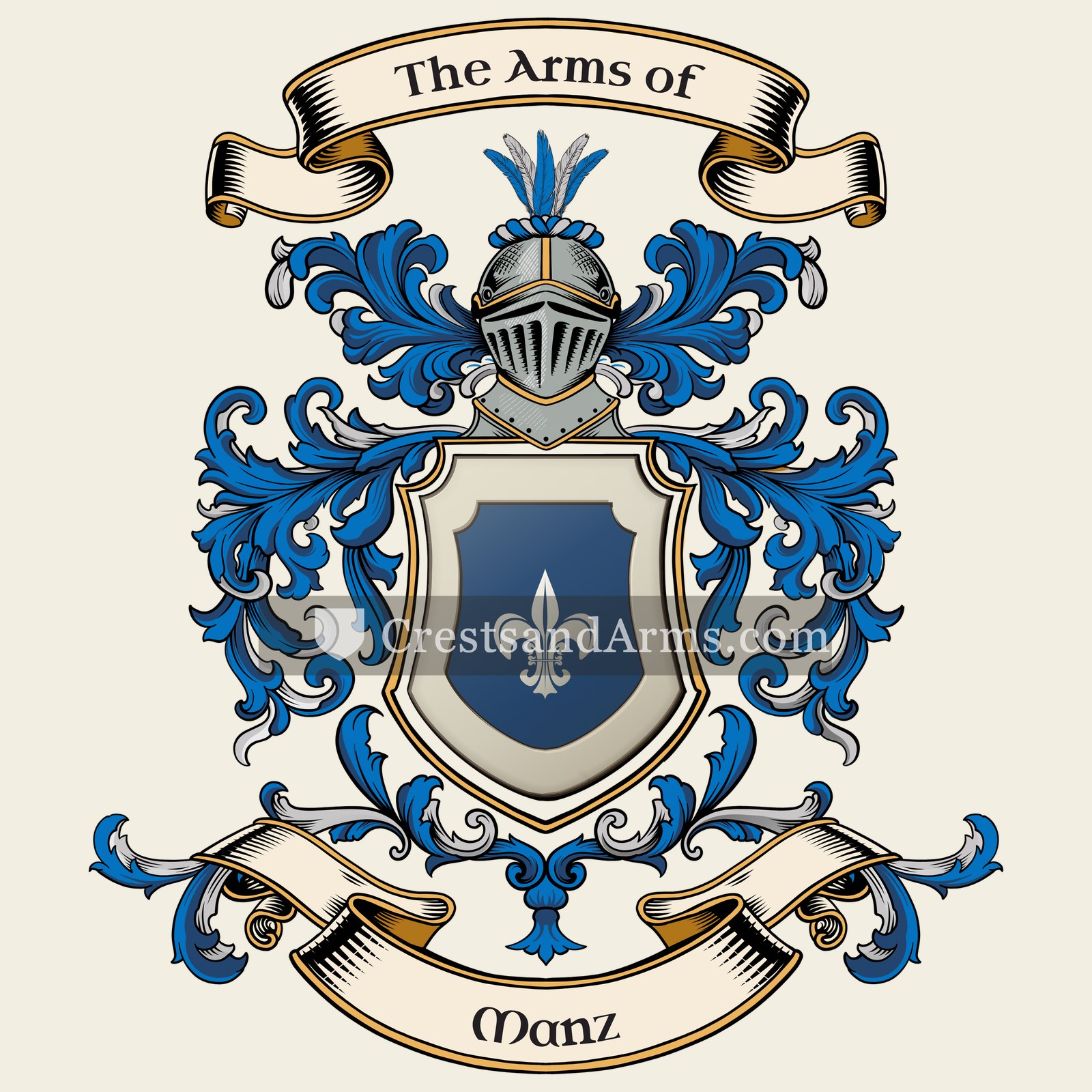The Manz coat of arms, drawn from the recorded blazon