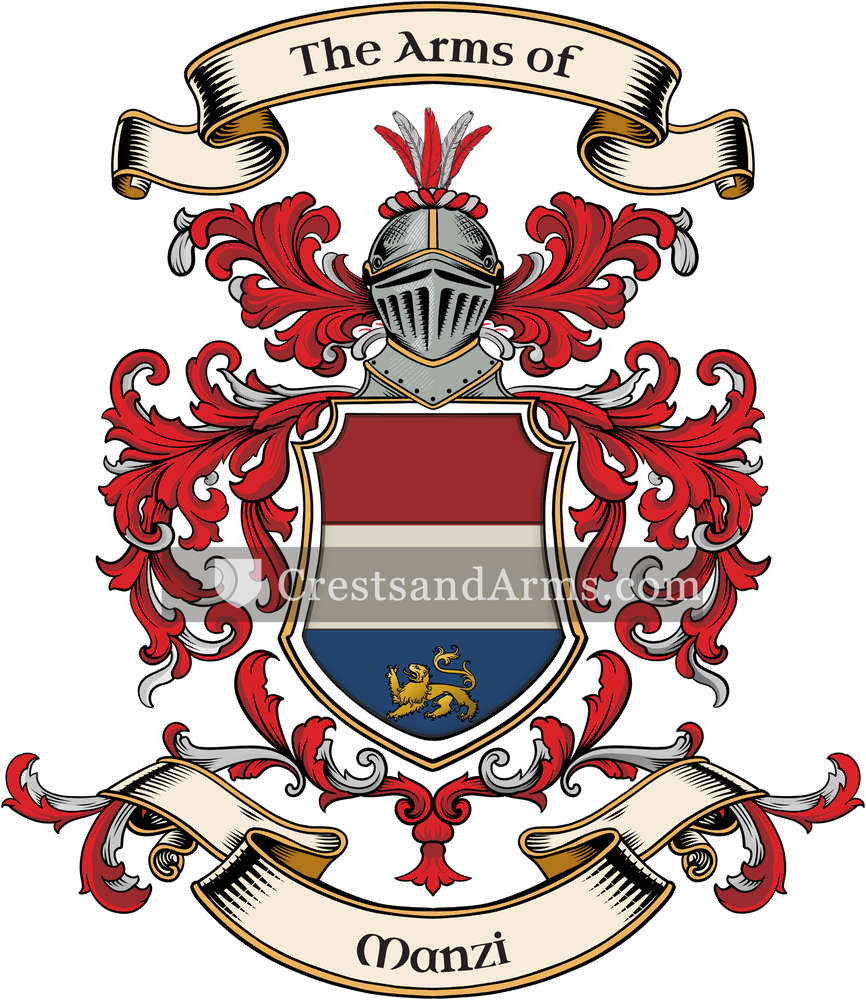 The Manzi coat of arms, drawn from the recorded blazon