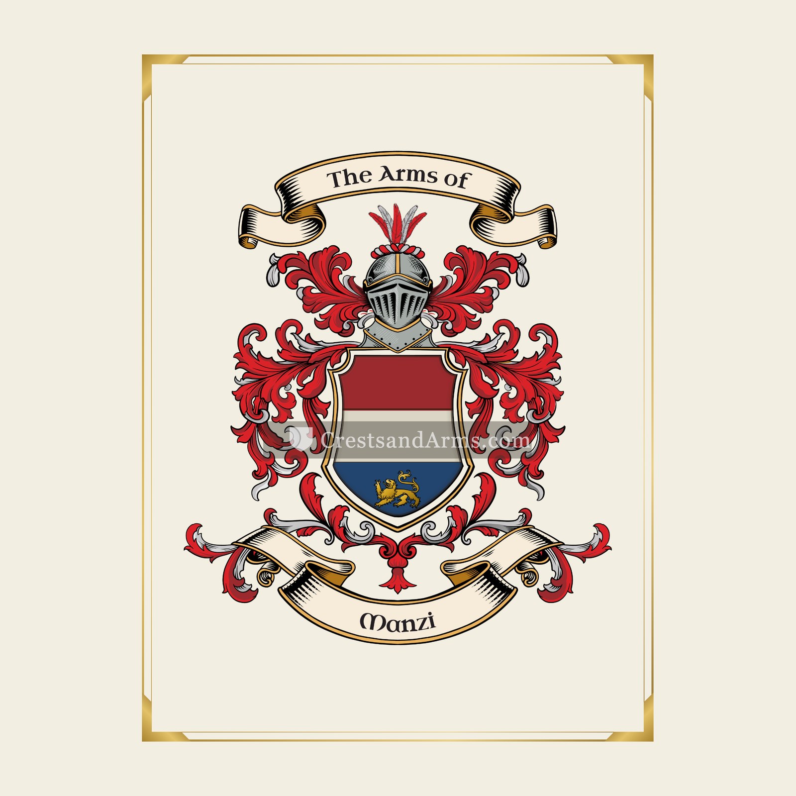 With gold border